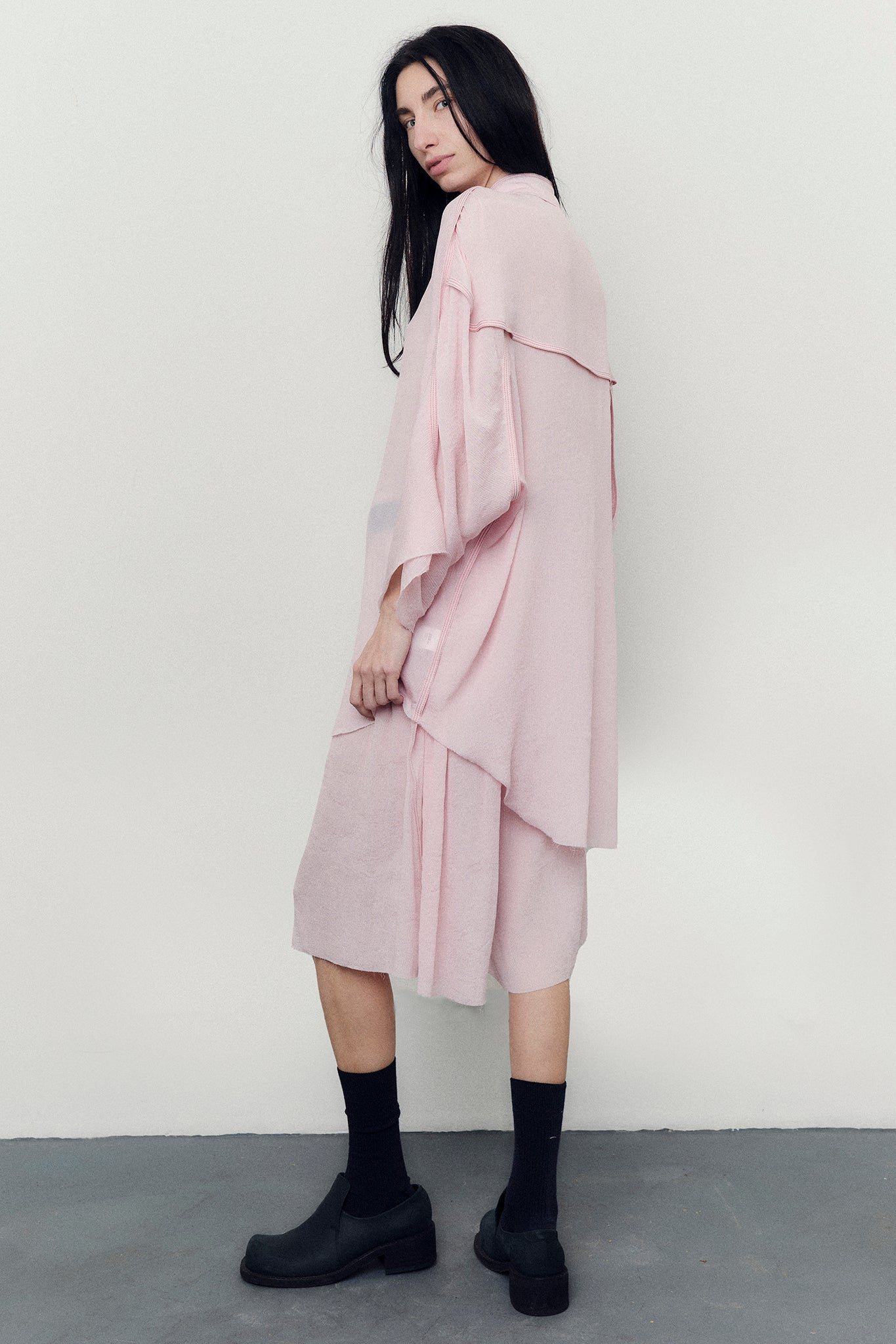 Textured Silk Oversize-Fit Shirt - Peach Pink