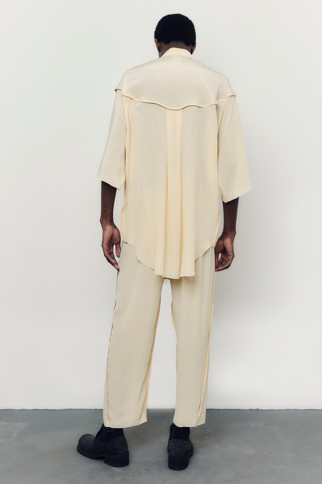 Silk Pants with Elastic Waistband - Butter Yellow