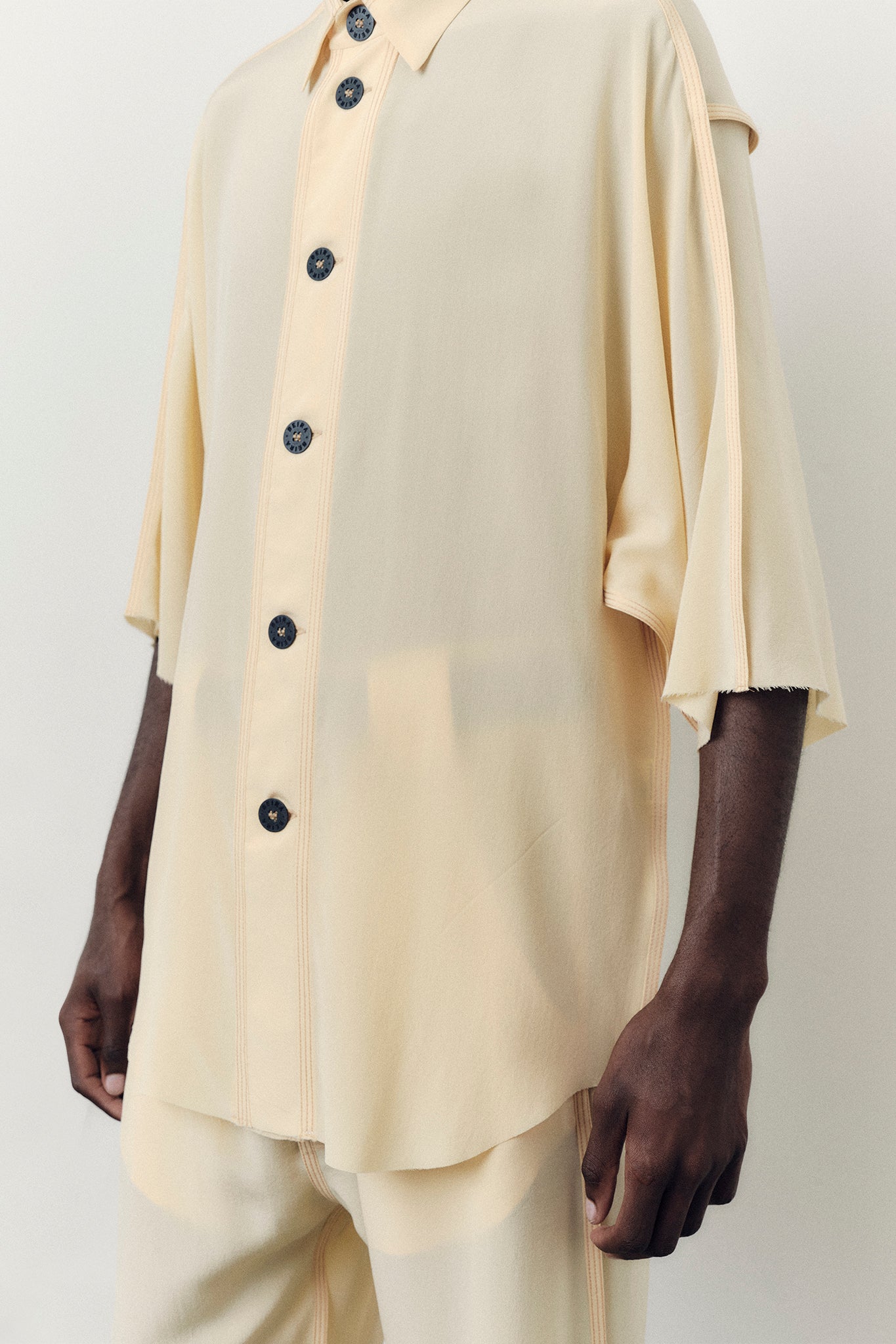 Silk Oversize-Fit Shirt - Butter Yellow
