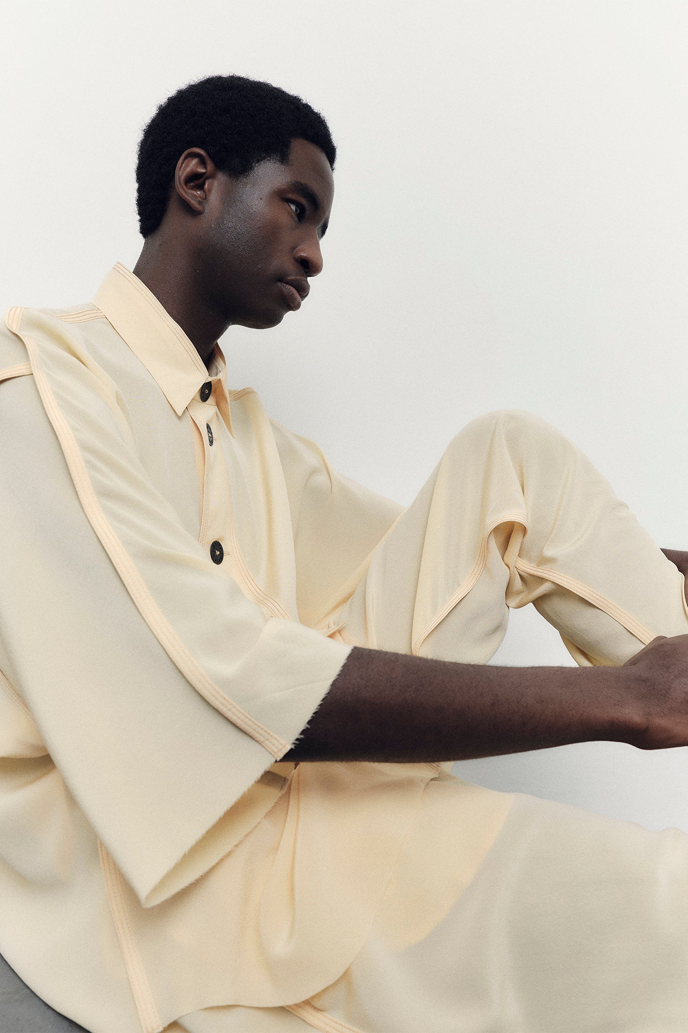 Silk Oversize-Fit Shirt - Butter Yellow