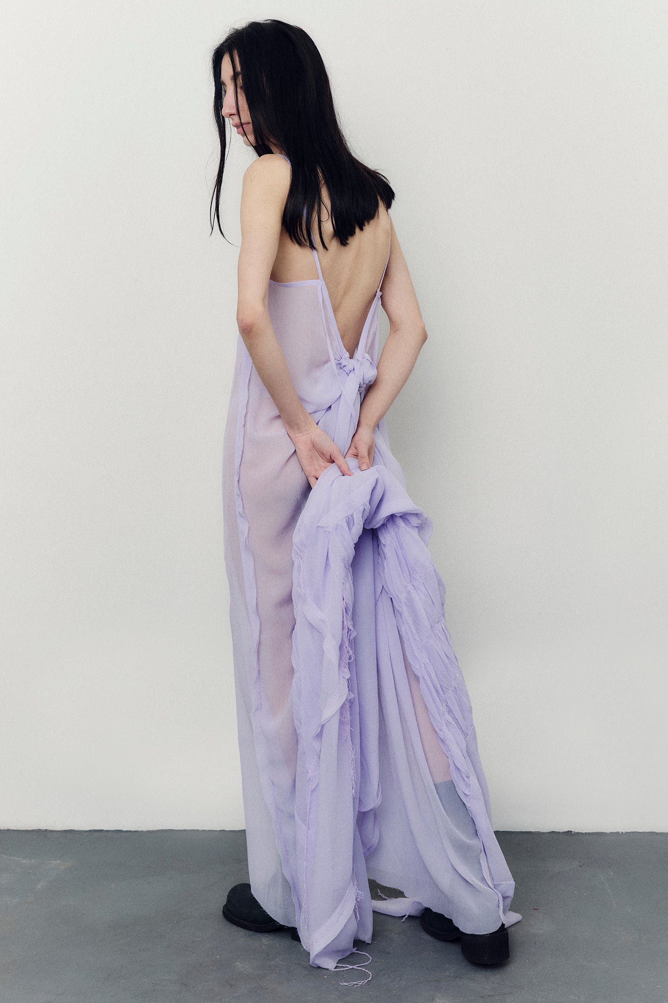 Chiffon Silk Barbara Dress - Lilac