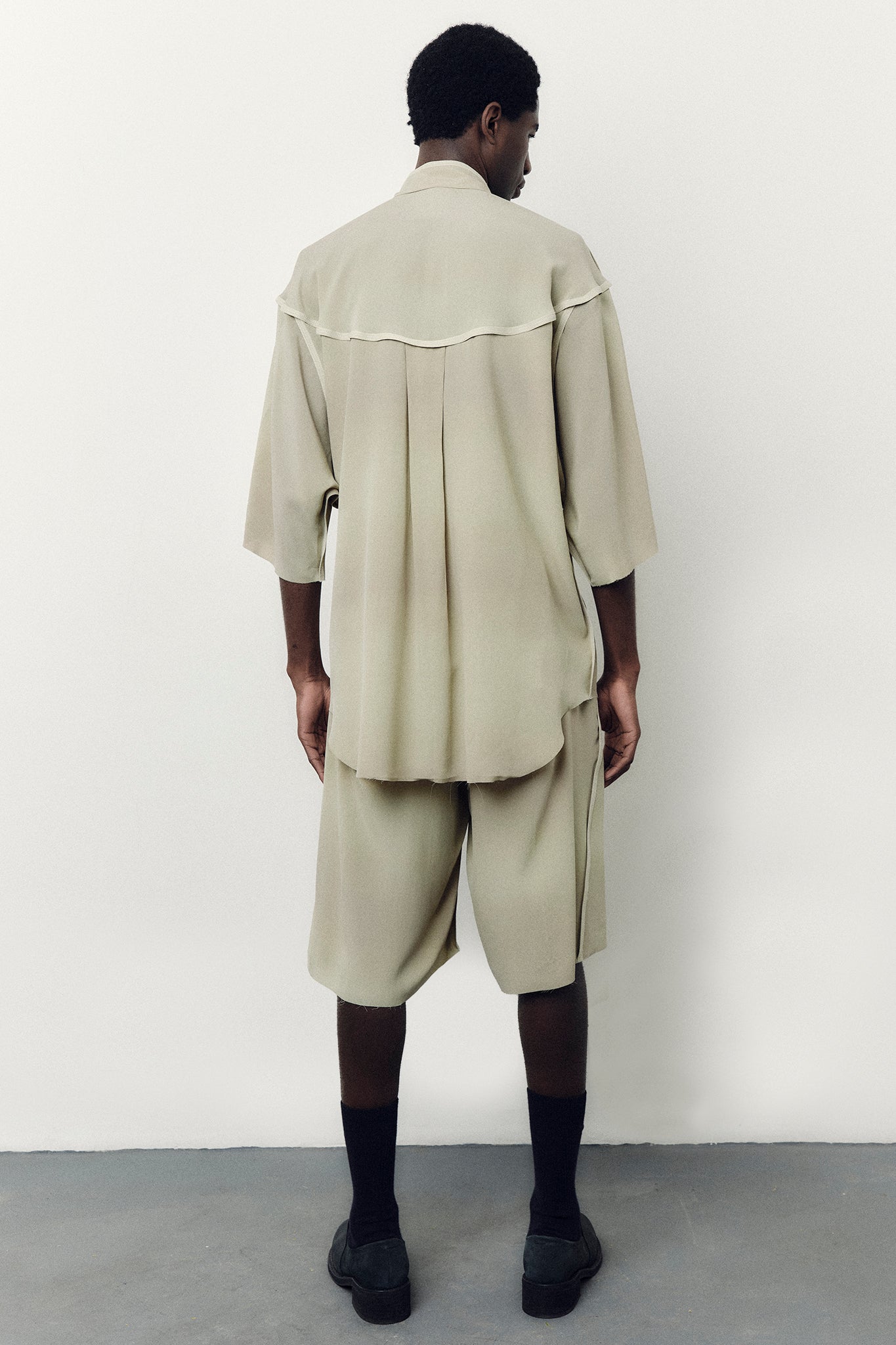 Silk Bermuda Shorts - Hand-dyed Green