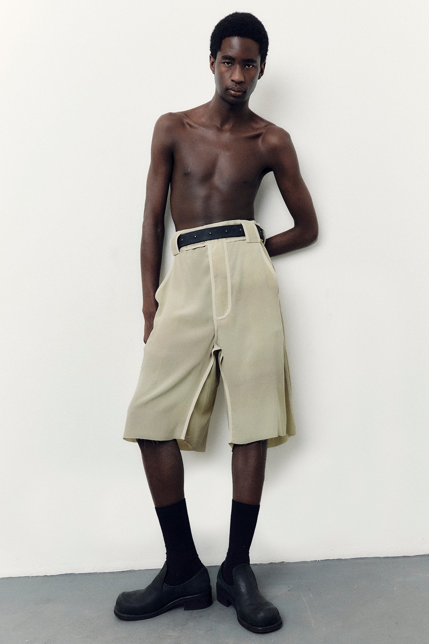 Silk Bermuda Shorts - Hand-dyed Green