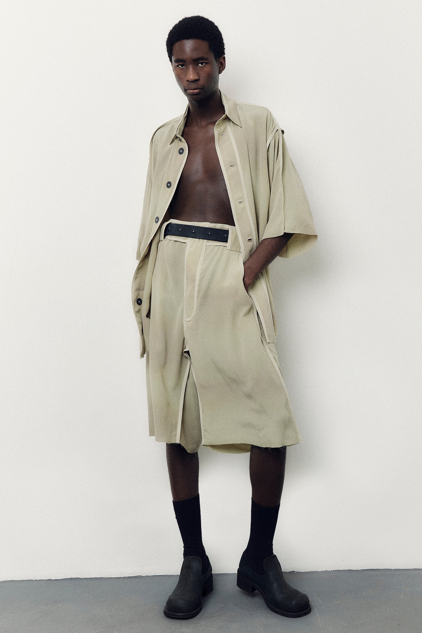 Silk Bermuda Shorts - Hand-dyed Green