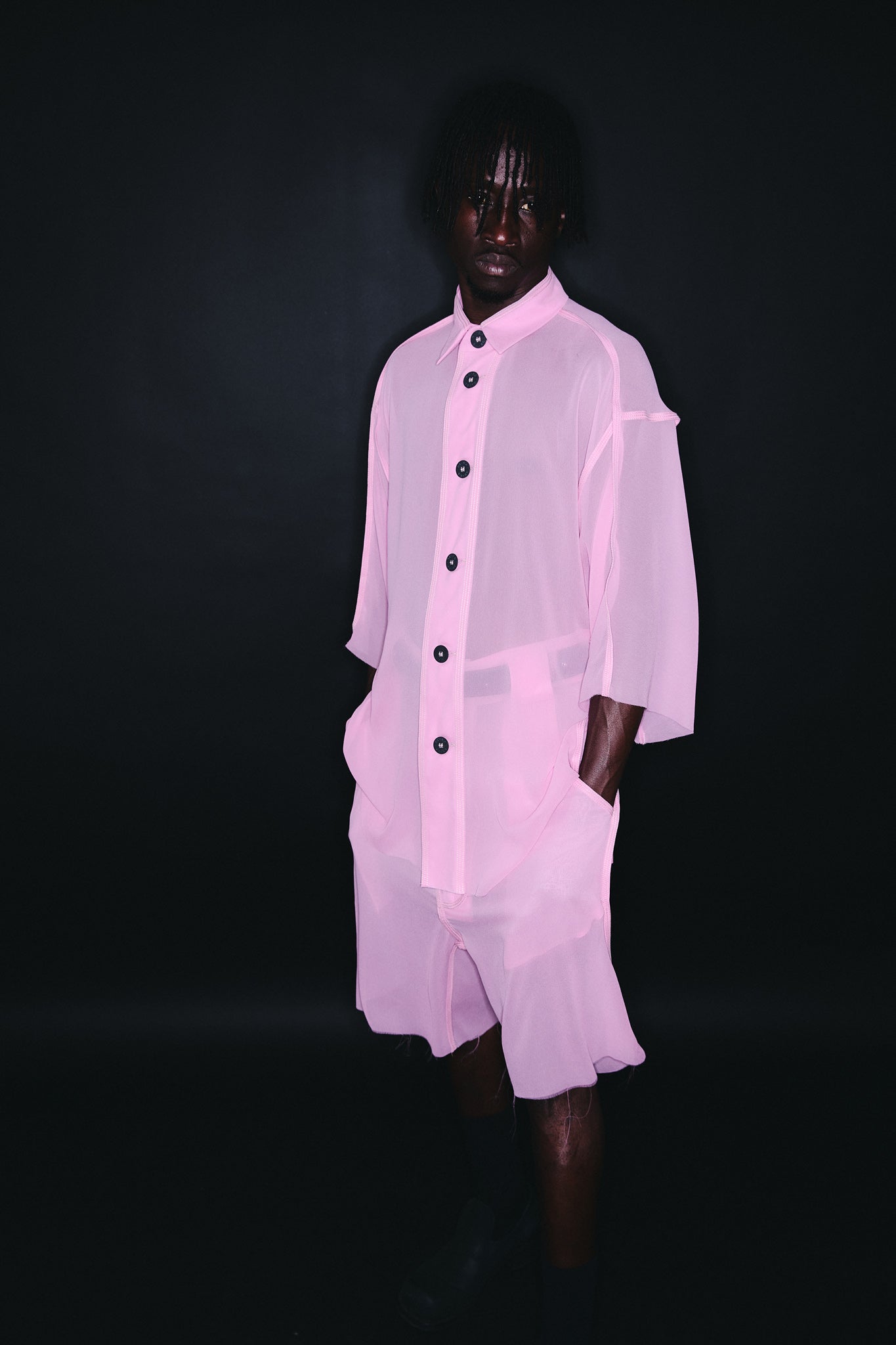 Silk Oversize-Fit Shirt - Pink