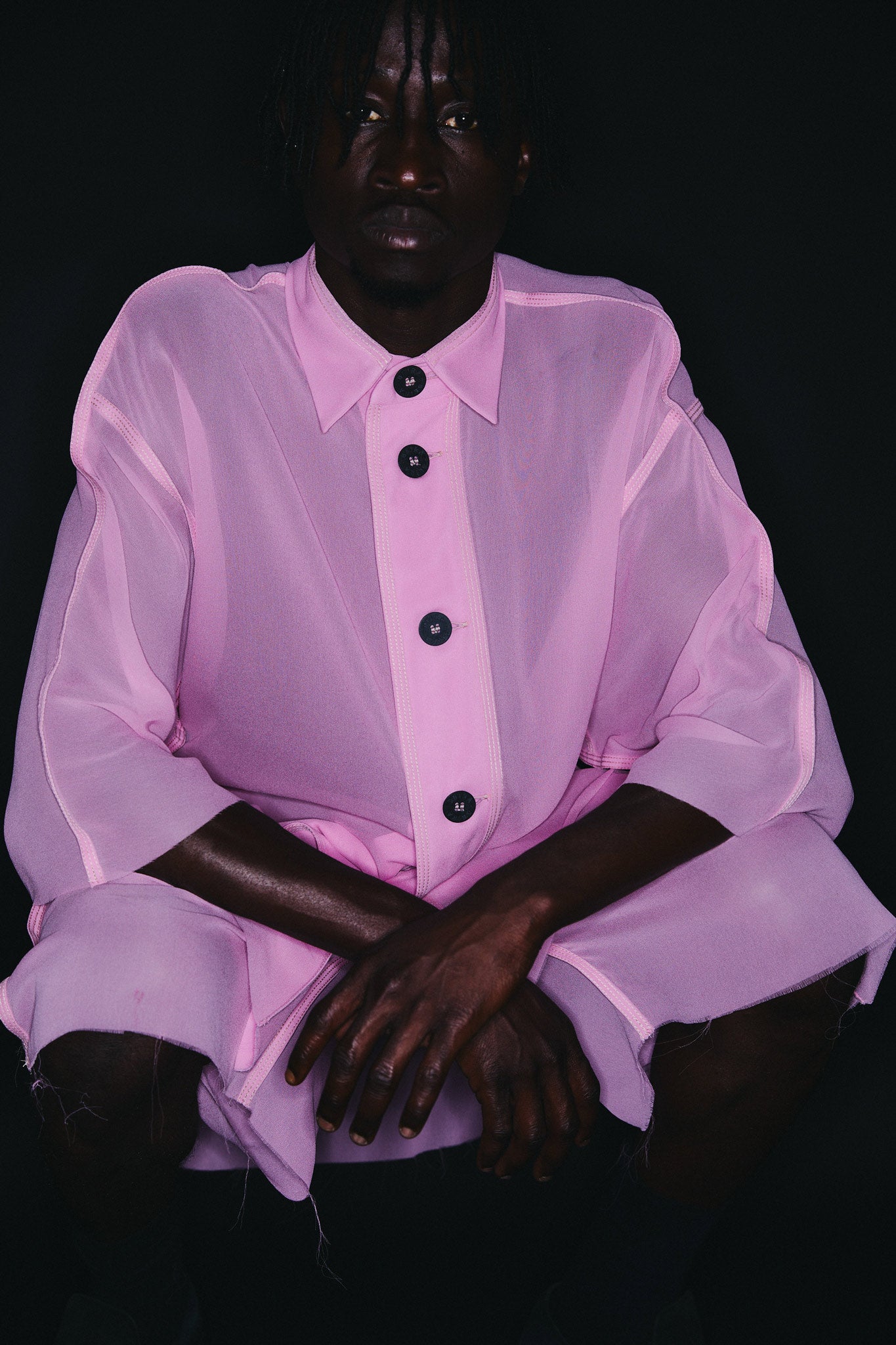 Silk Oversize-Fit Shirt - Pink