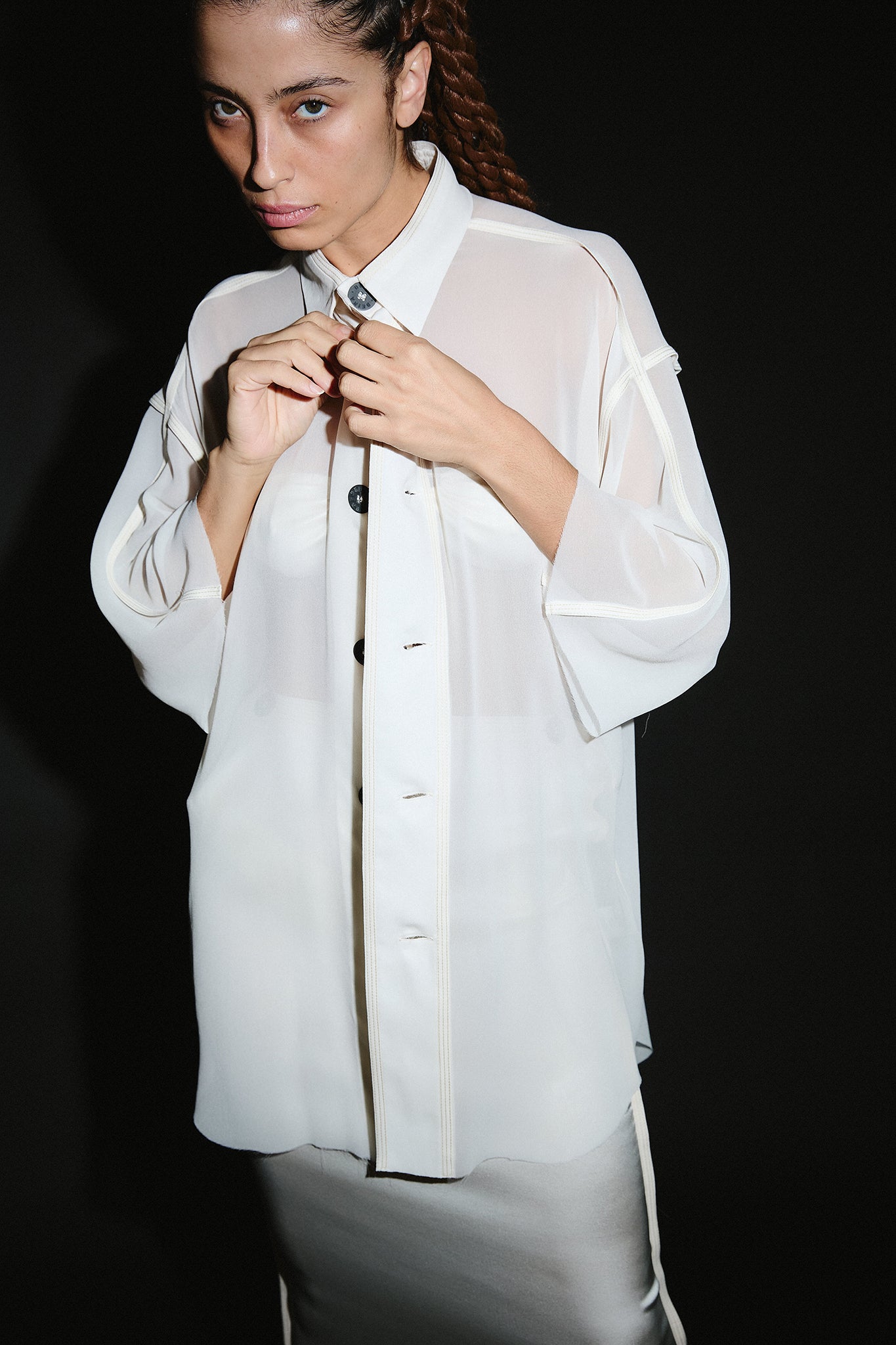 Silk Oversize-Fit Shirt - White