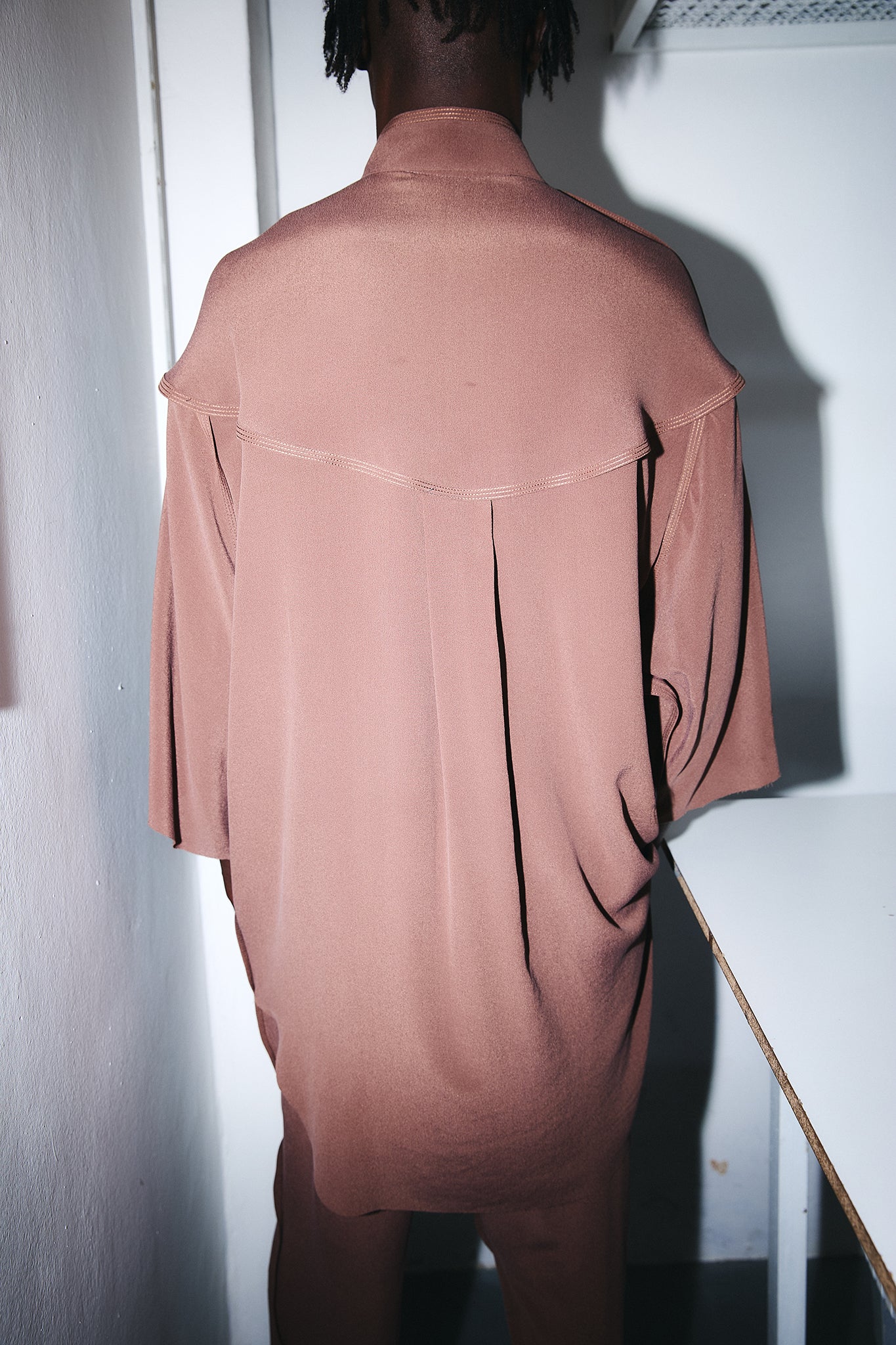 Silk Oversize-Fit Shirt - Chocolate