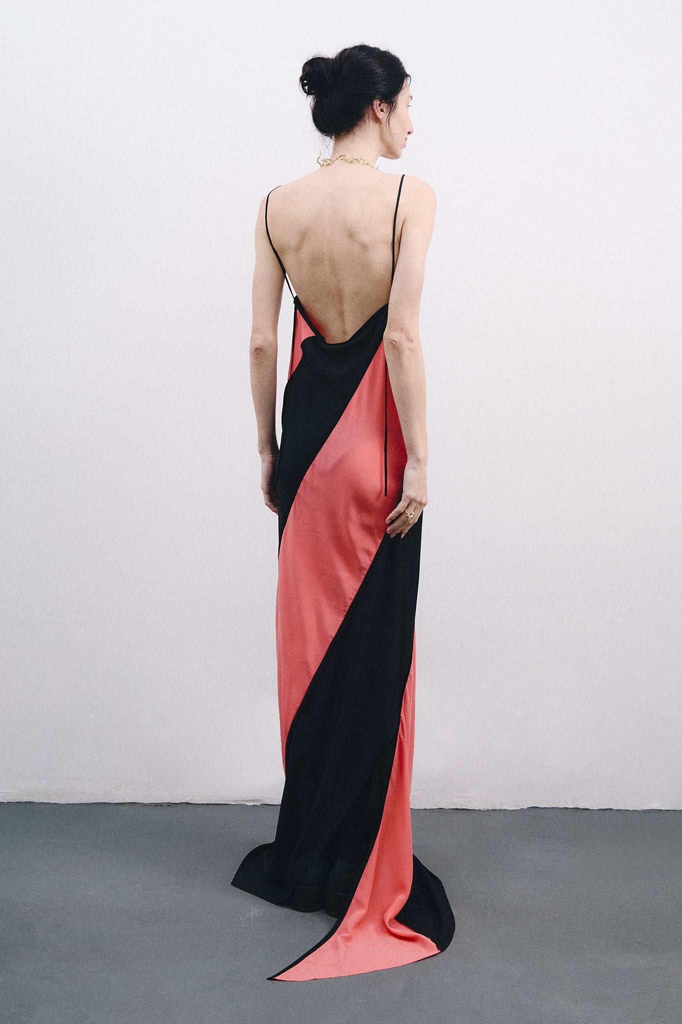 Silk Spiral Dress - Black&Pink