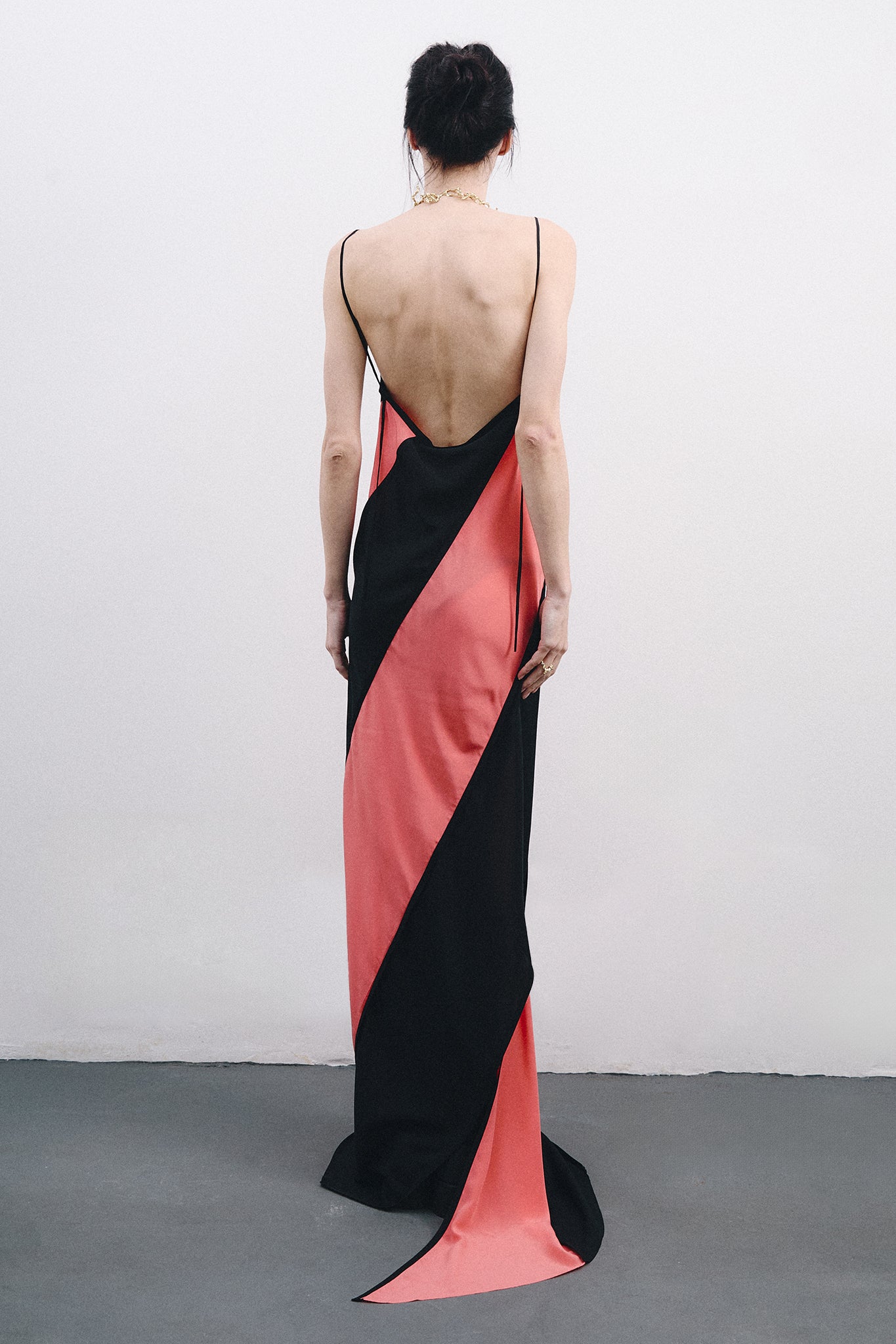 Silk Spiral Dress - Black&Pink