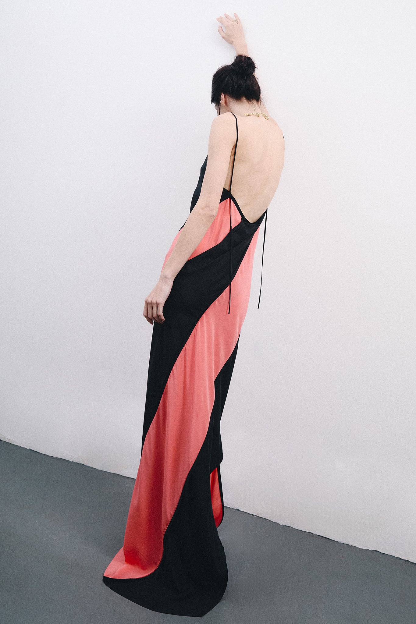 Silk Spiral Dress - Black&Pink