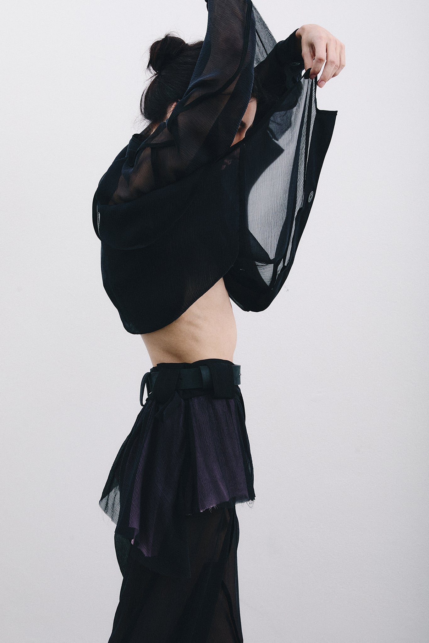 Chiffon Silk Pirate Pants Colorful Detail - Black