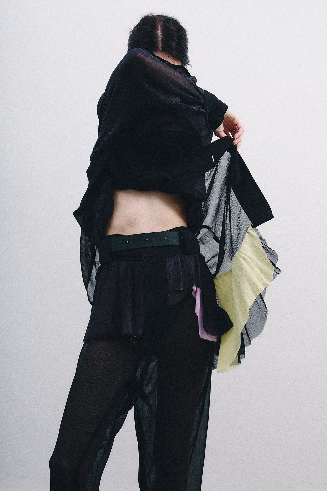 Chiffon Silk Pirate Pants Colorful Detail - Black