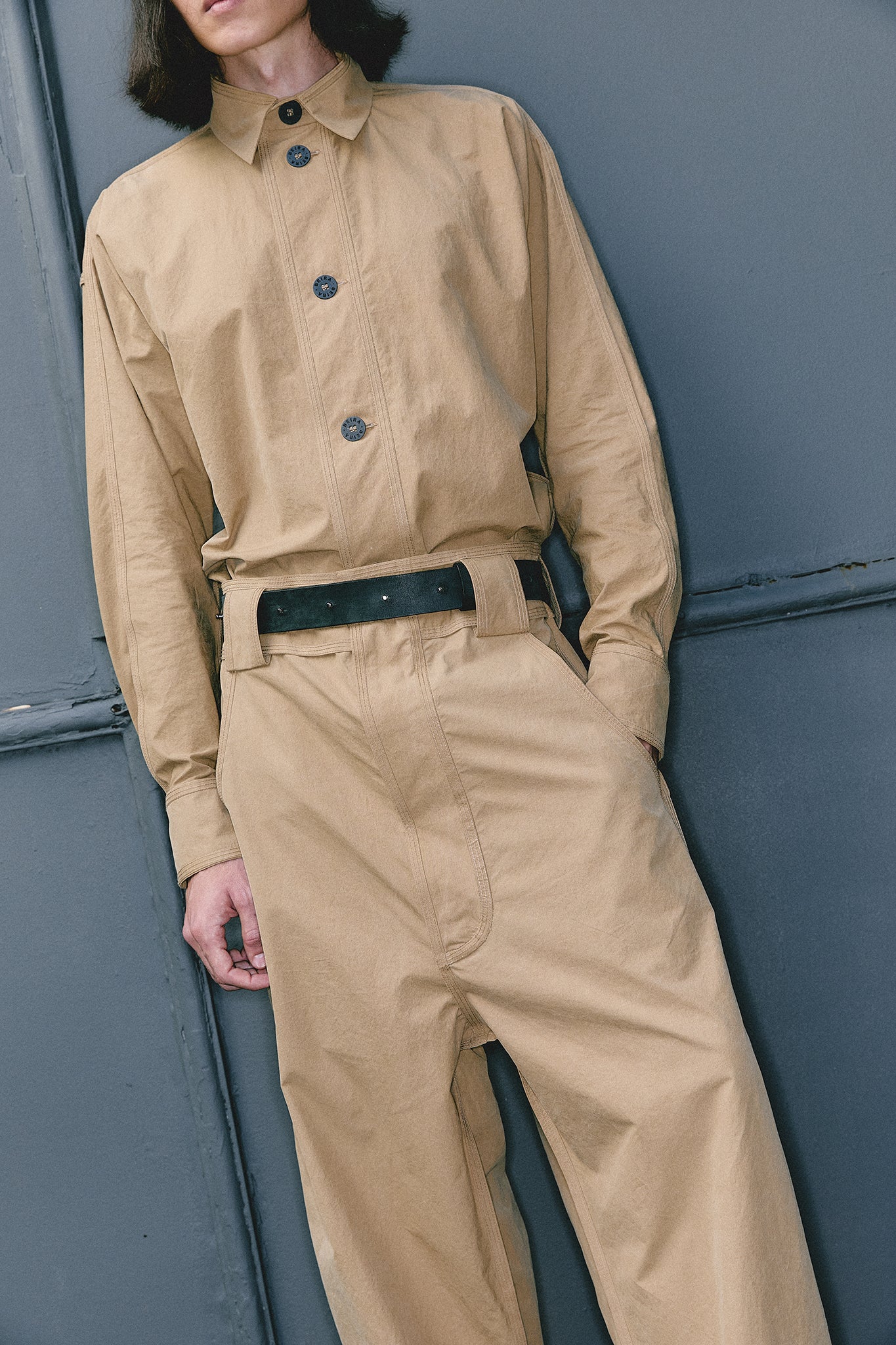 Cotton Side Buckle Trousers - Toffee