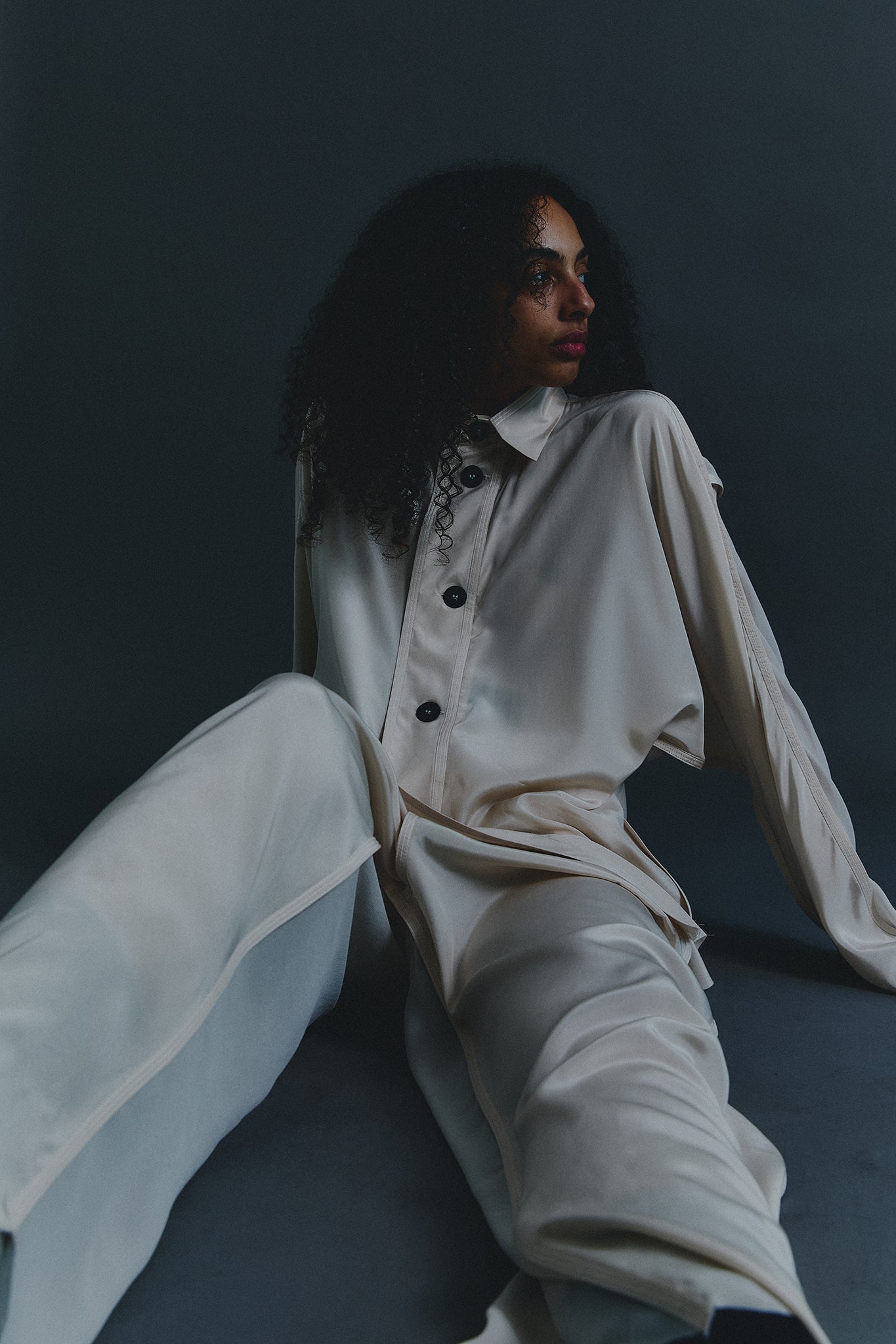 Double Silk Long Sleeved Shirt - Off White