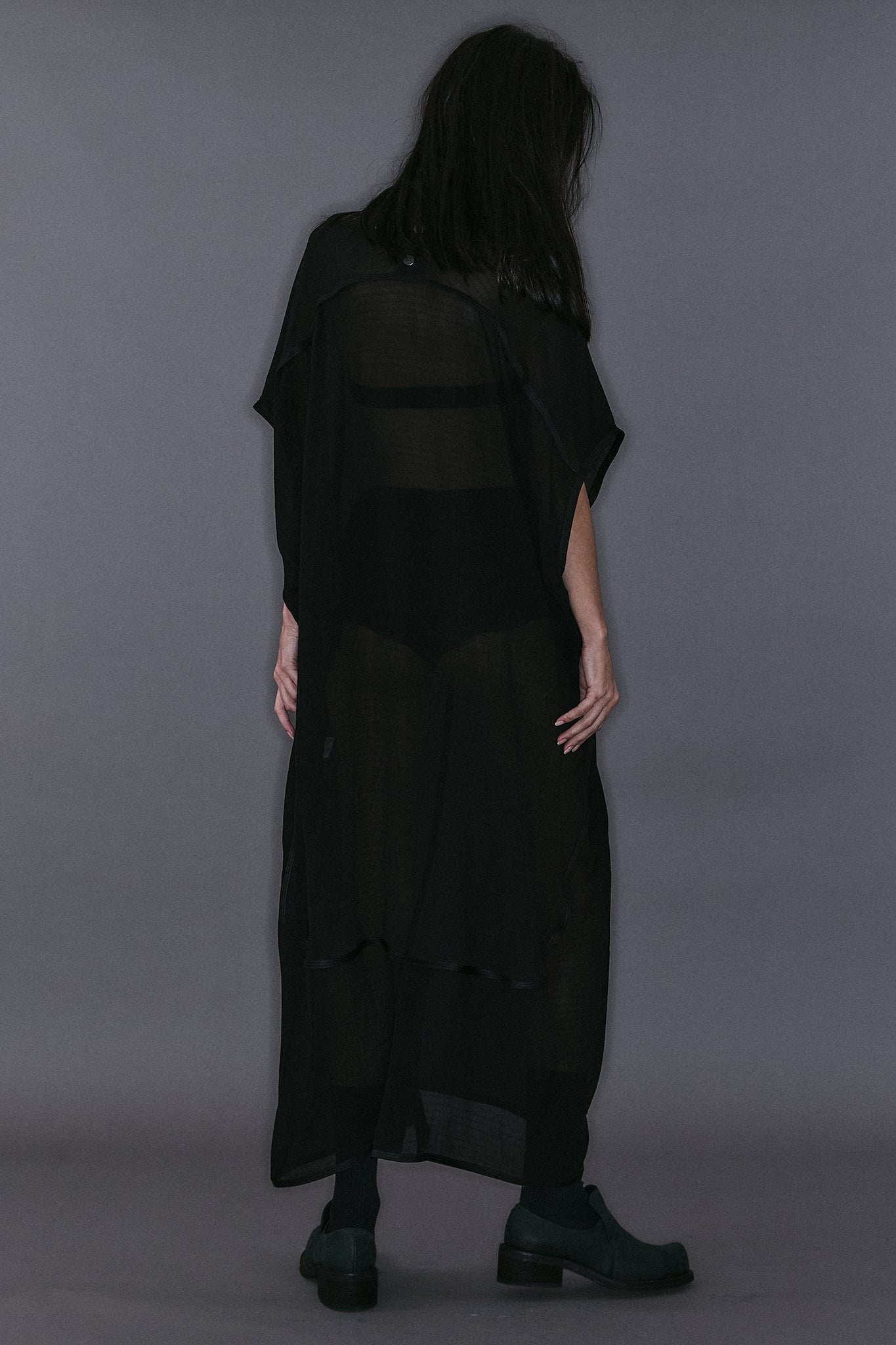 Silk Japanese Sleeve Dress - Black