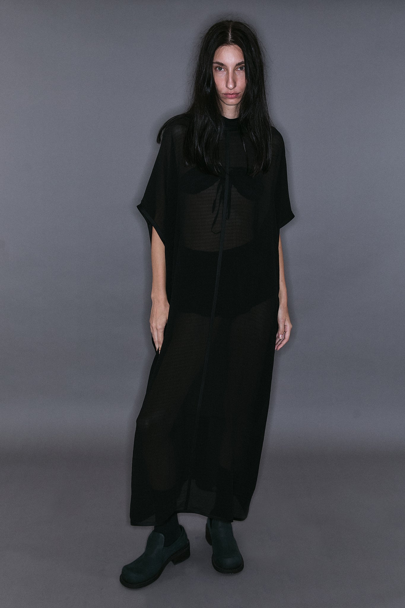 Silk Japanese Sleeve Dress - Black