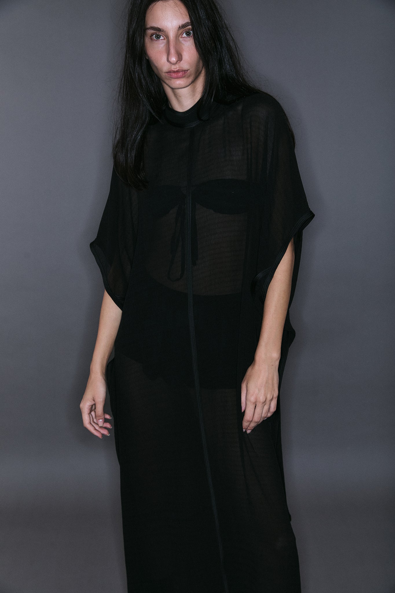 Silk Japanese Sleeve Dress - Black