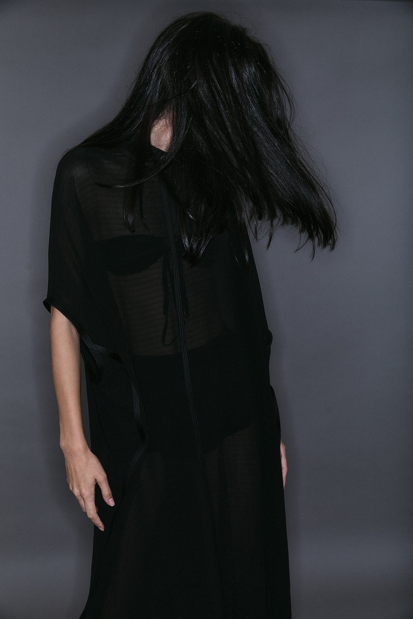 Silk Japanese Sleeve Dress - Black