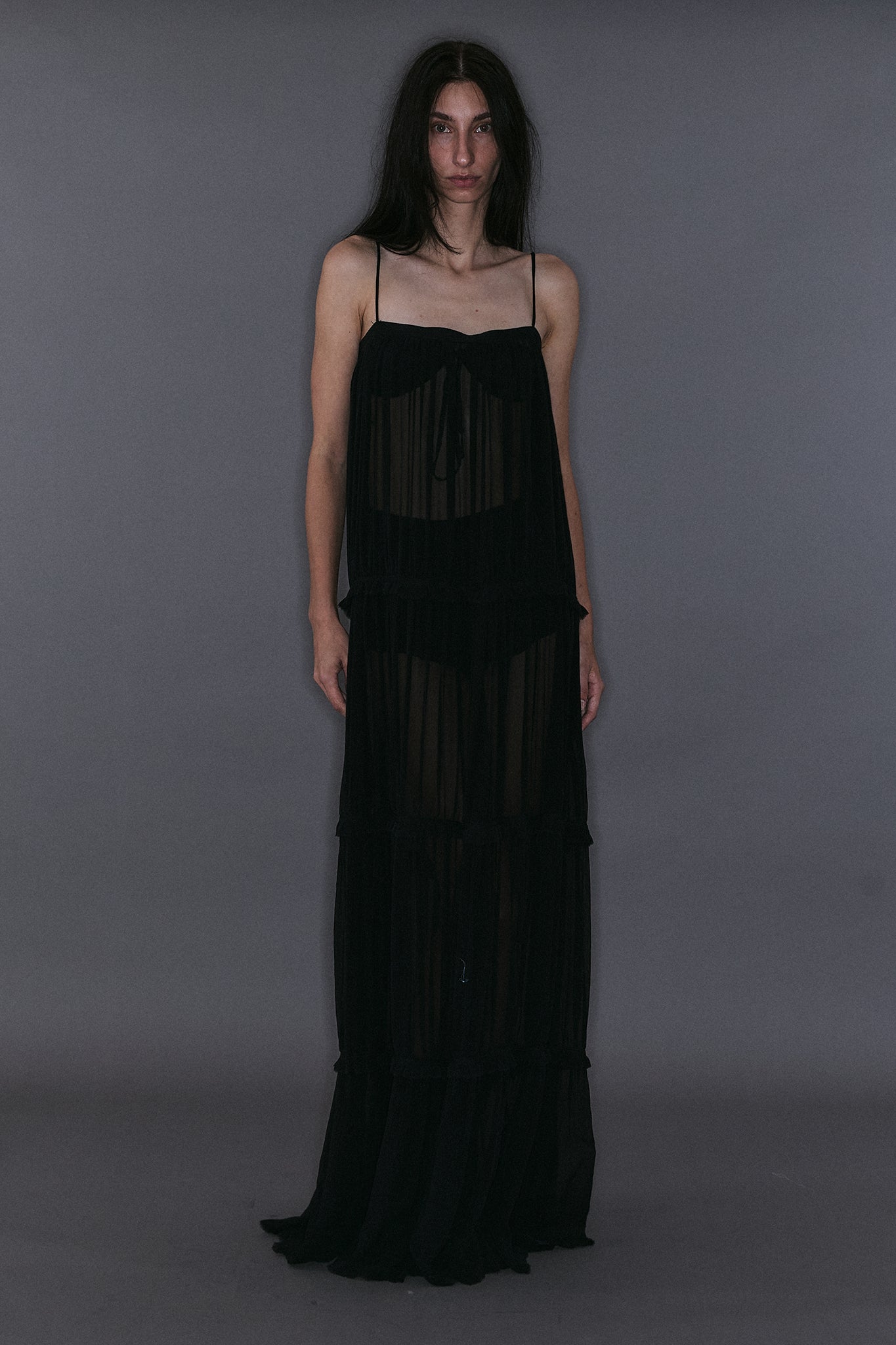 Silk Tiered Dress - Black