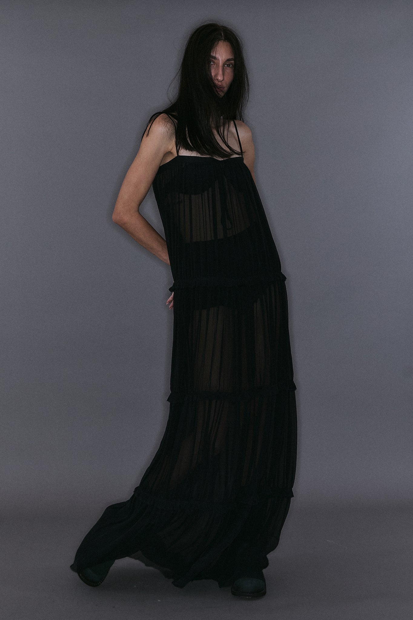 Silk Tiered Dress - Black