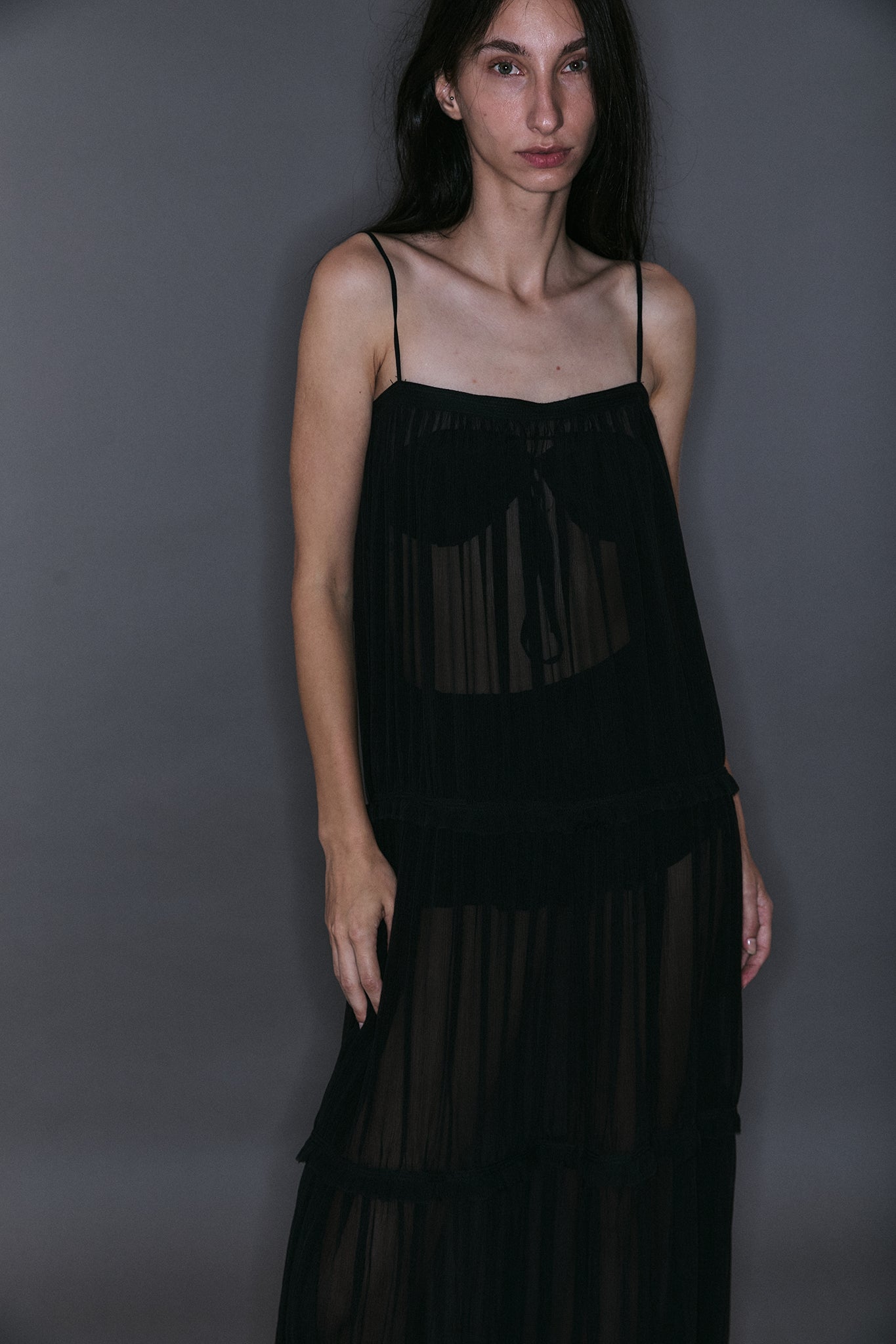 Silk Tiered Dress - Black