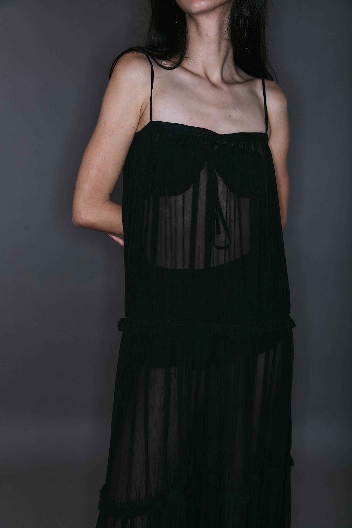 Silk Tiered Dress - Black