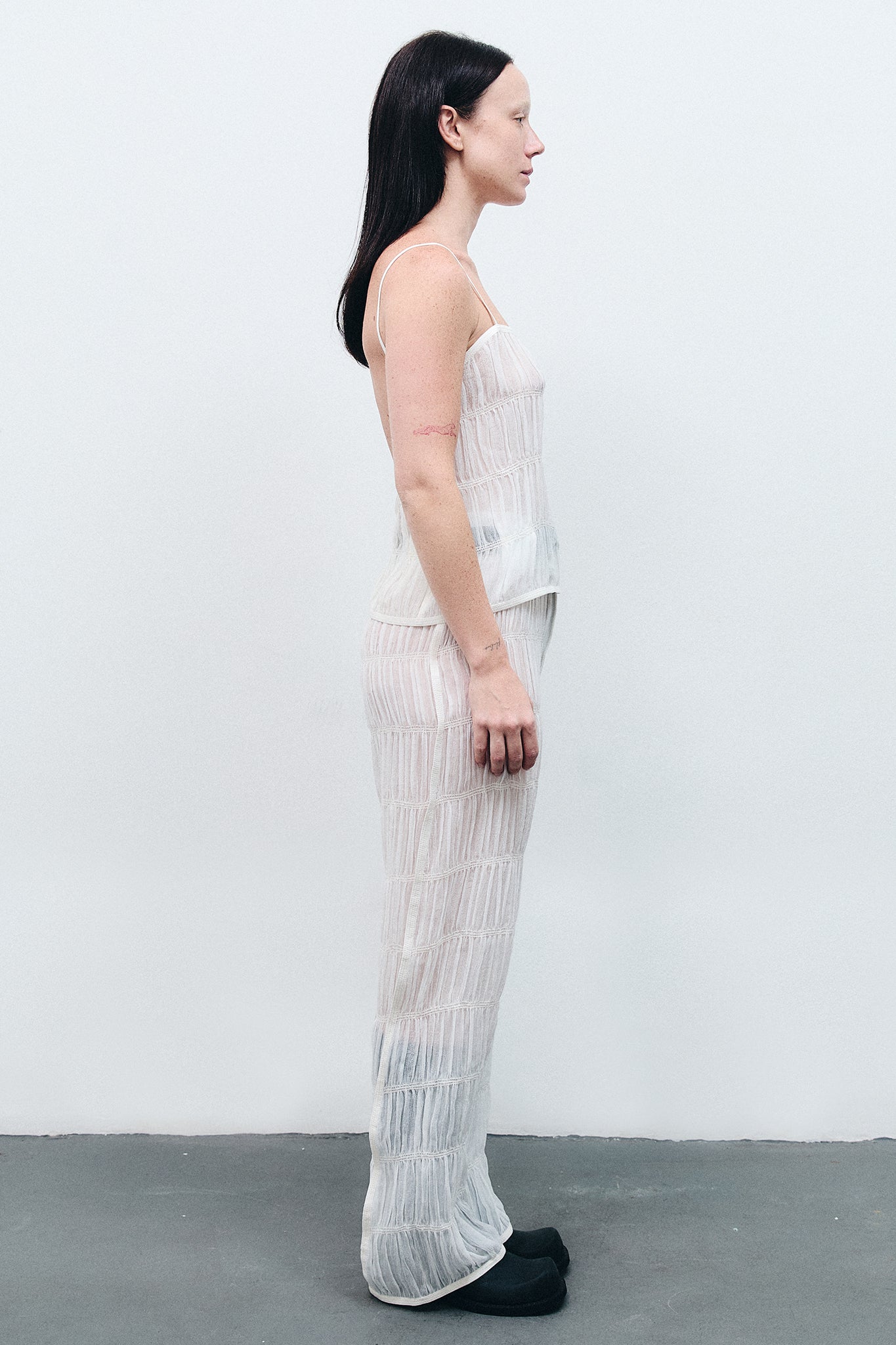 Draped Silk Straight-leg Pants - White