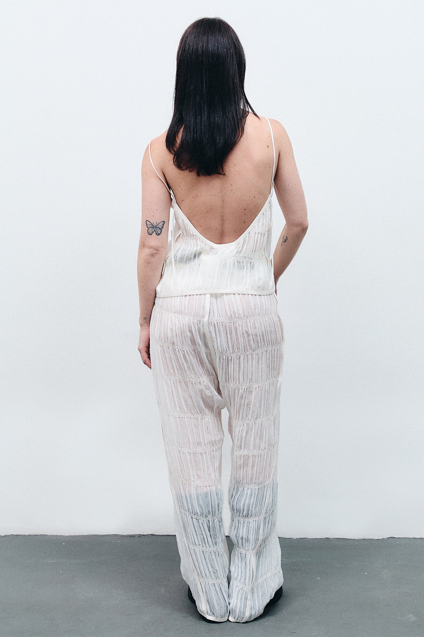 Draped Silk Straight-leg Pants - White