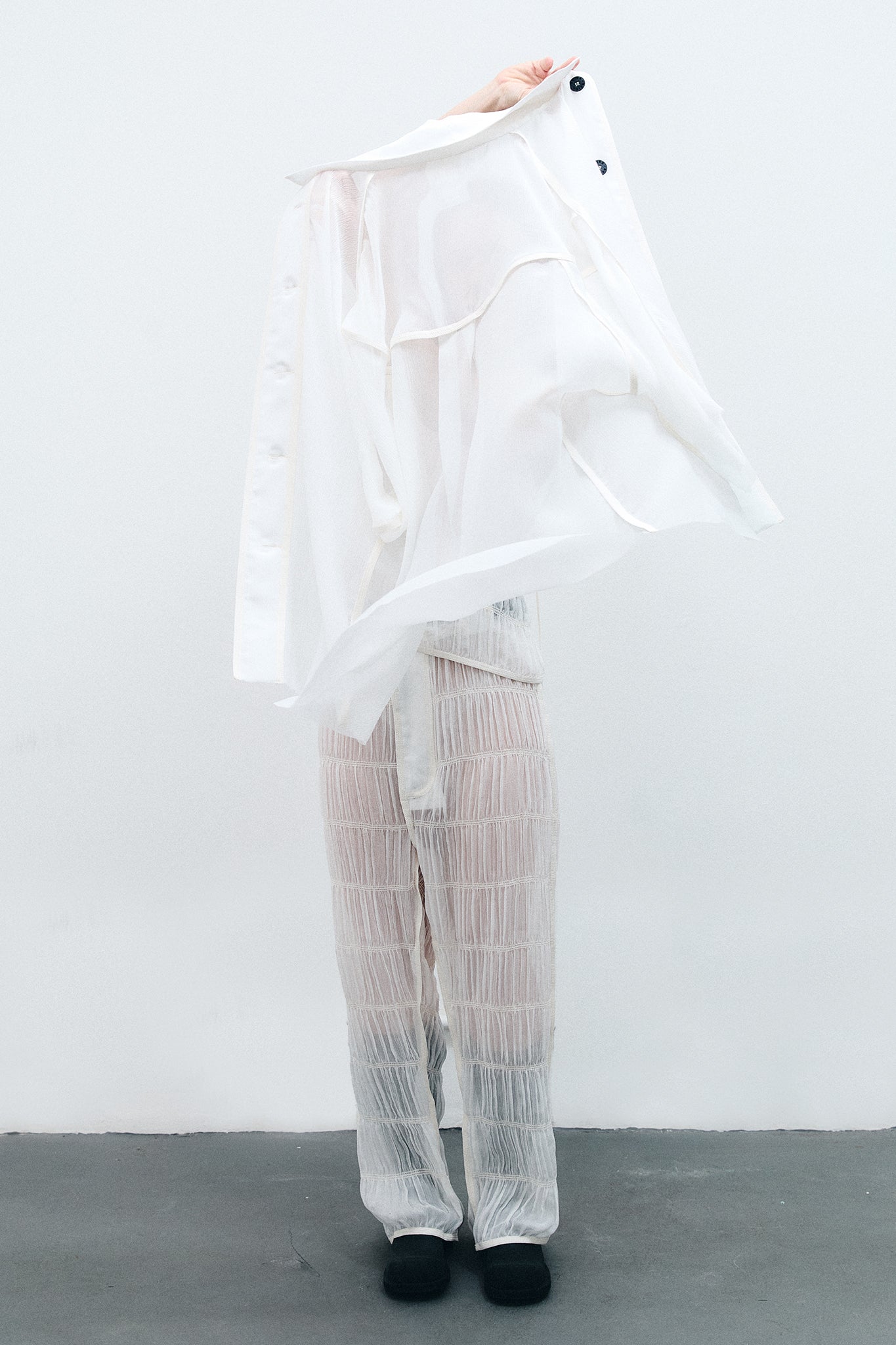 Draped Silk Straight-leg Pants - White
