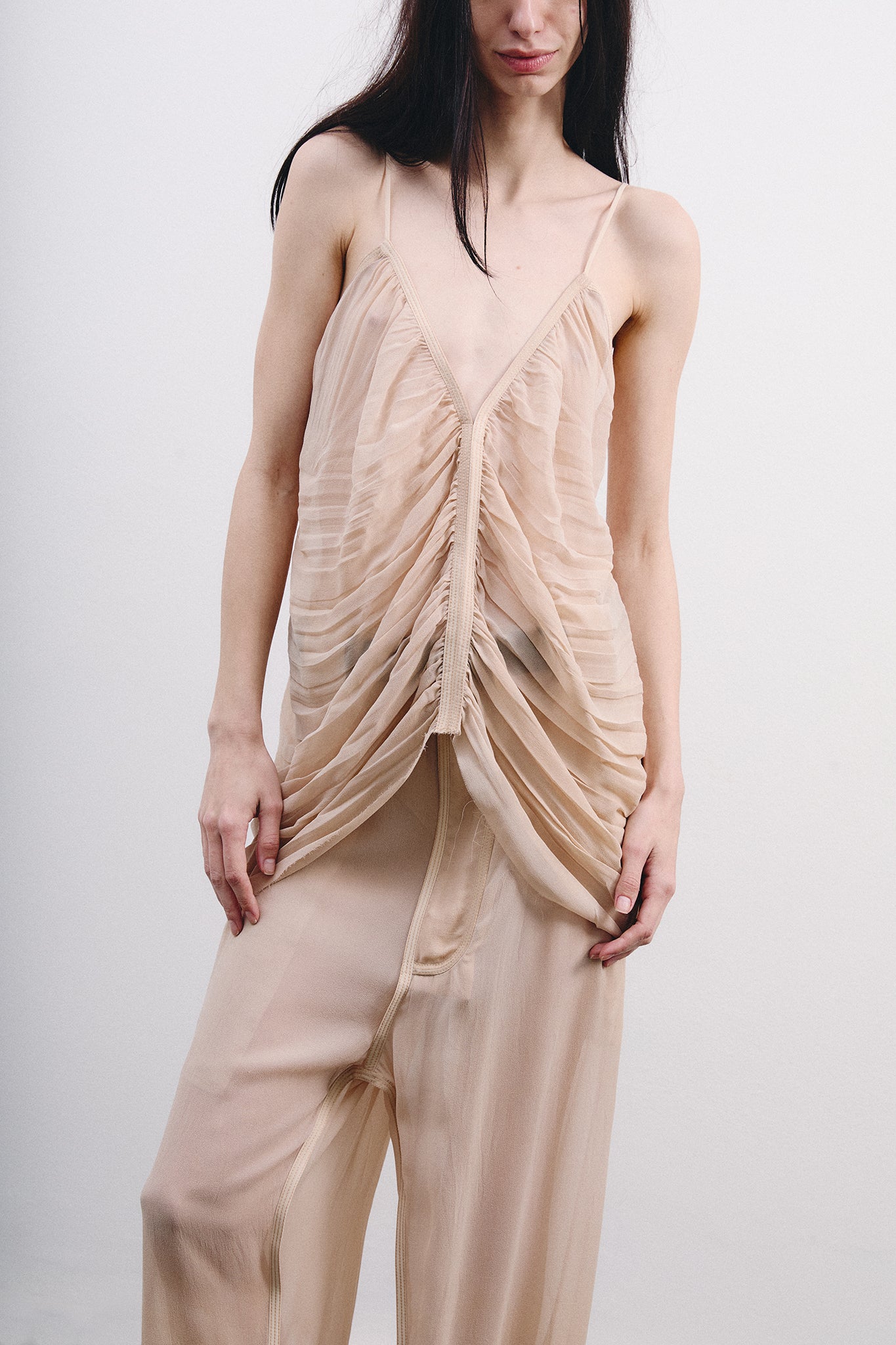 Draped Silk Mermaid Blouse - Hand-dyed Off-White
