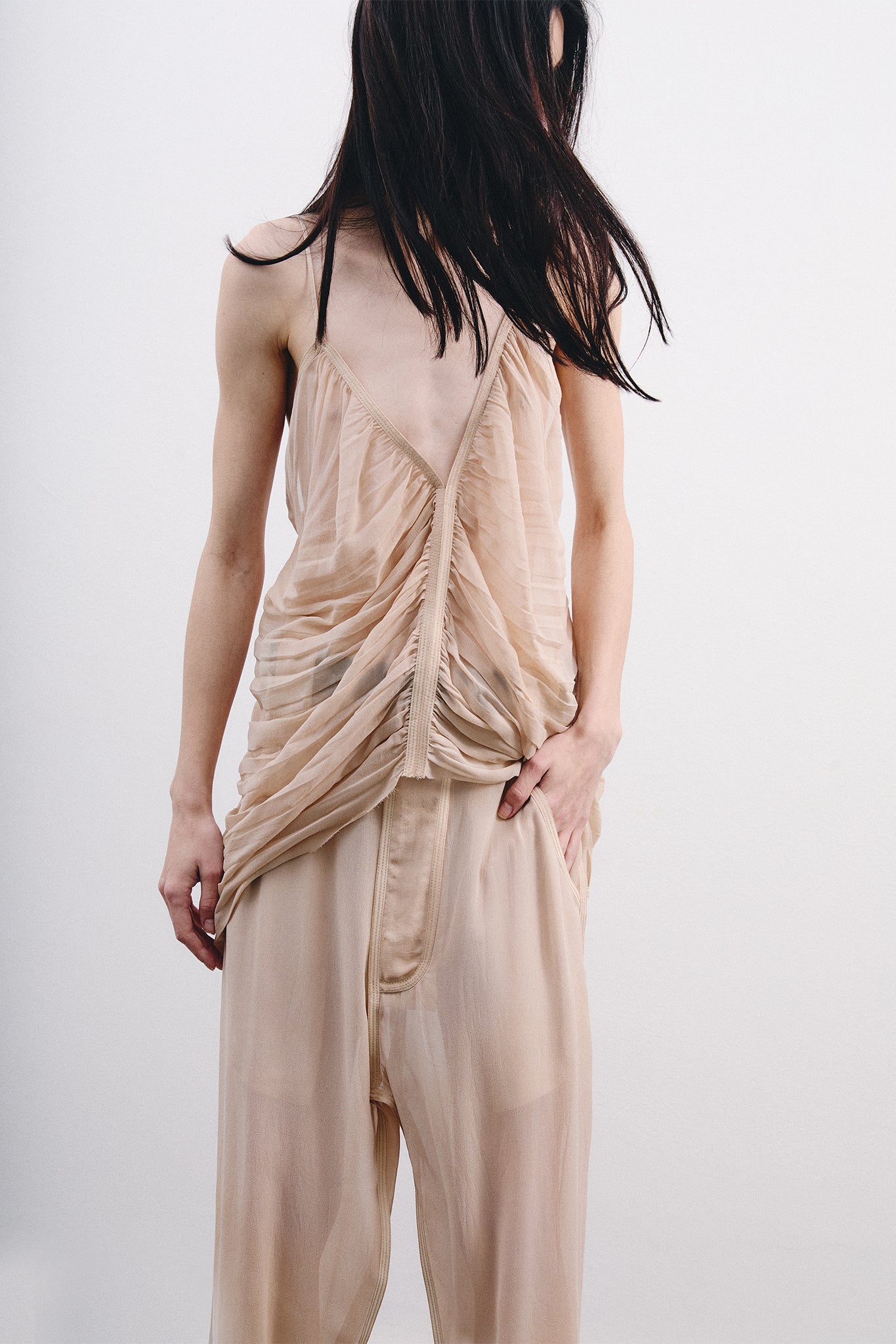 Silk Side Buckle Trousers - Hand-dyed Off-White