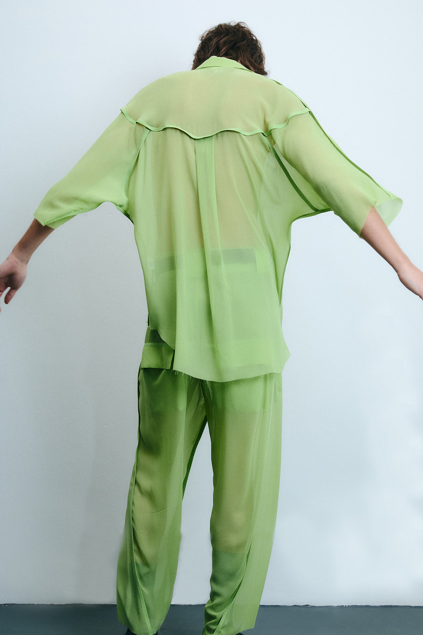 Silk Oversize-Fit Shirt - Green