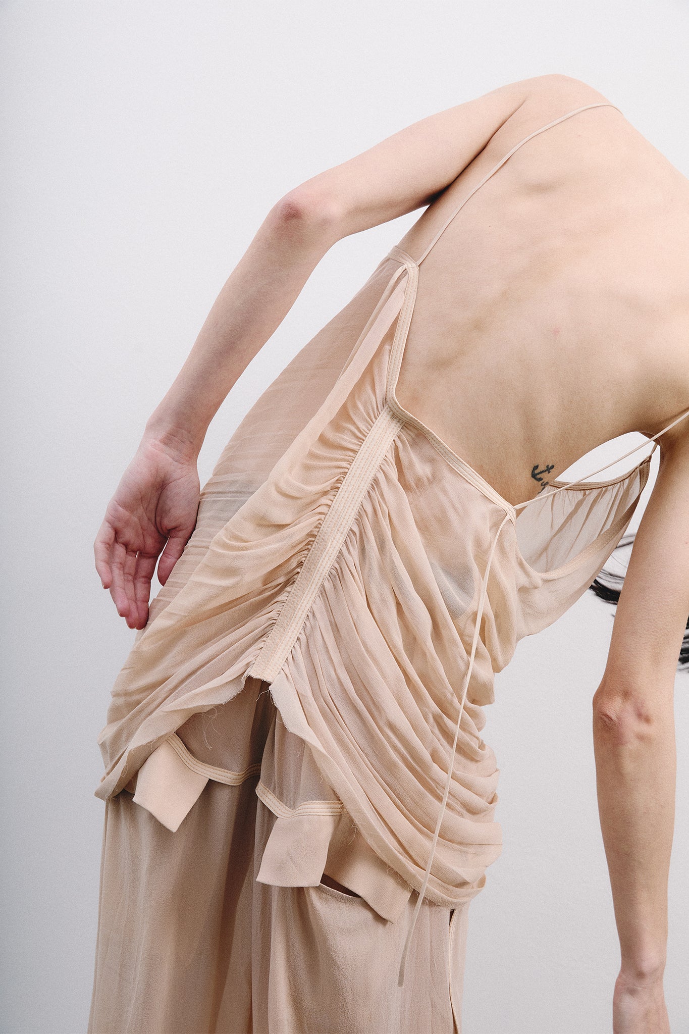 Draped Silk Mermaid Blouse - Hand-dyed Off-White