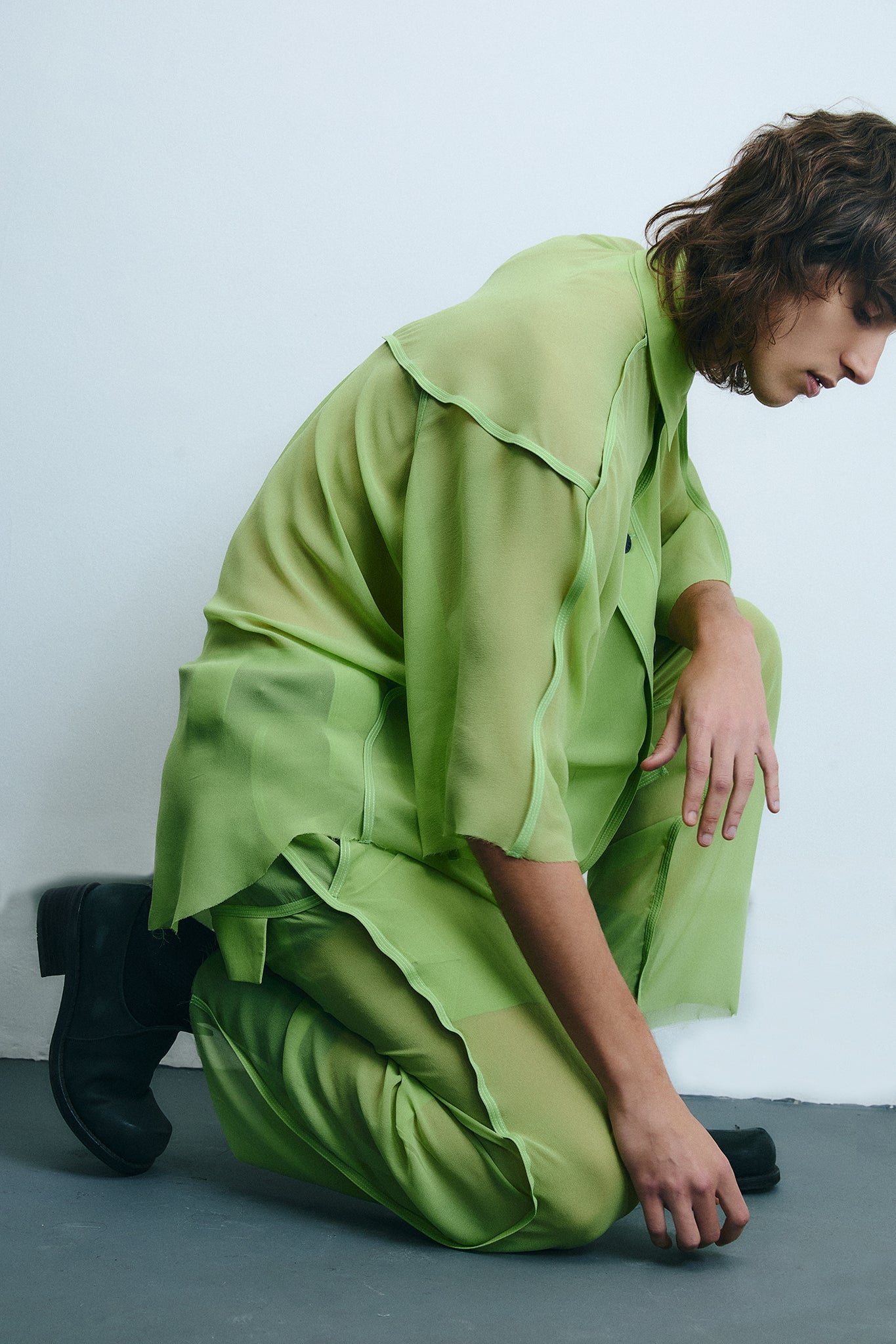 Silk Oversize-Fit Shirt - Green