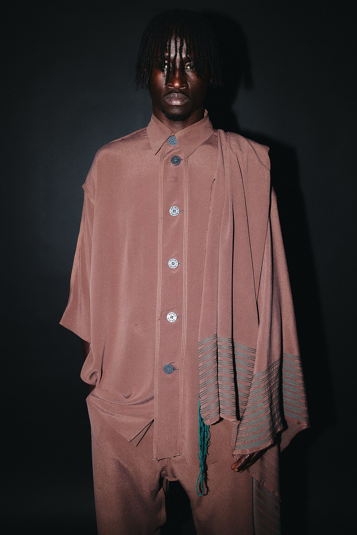 Silk Oversize-Fit Shirt - Chocolate