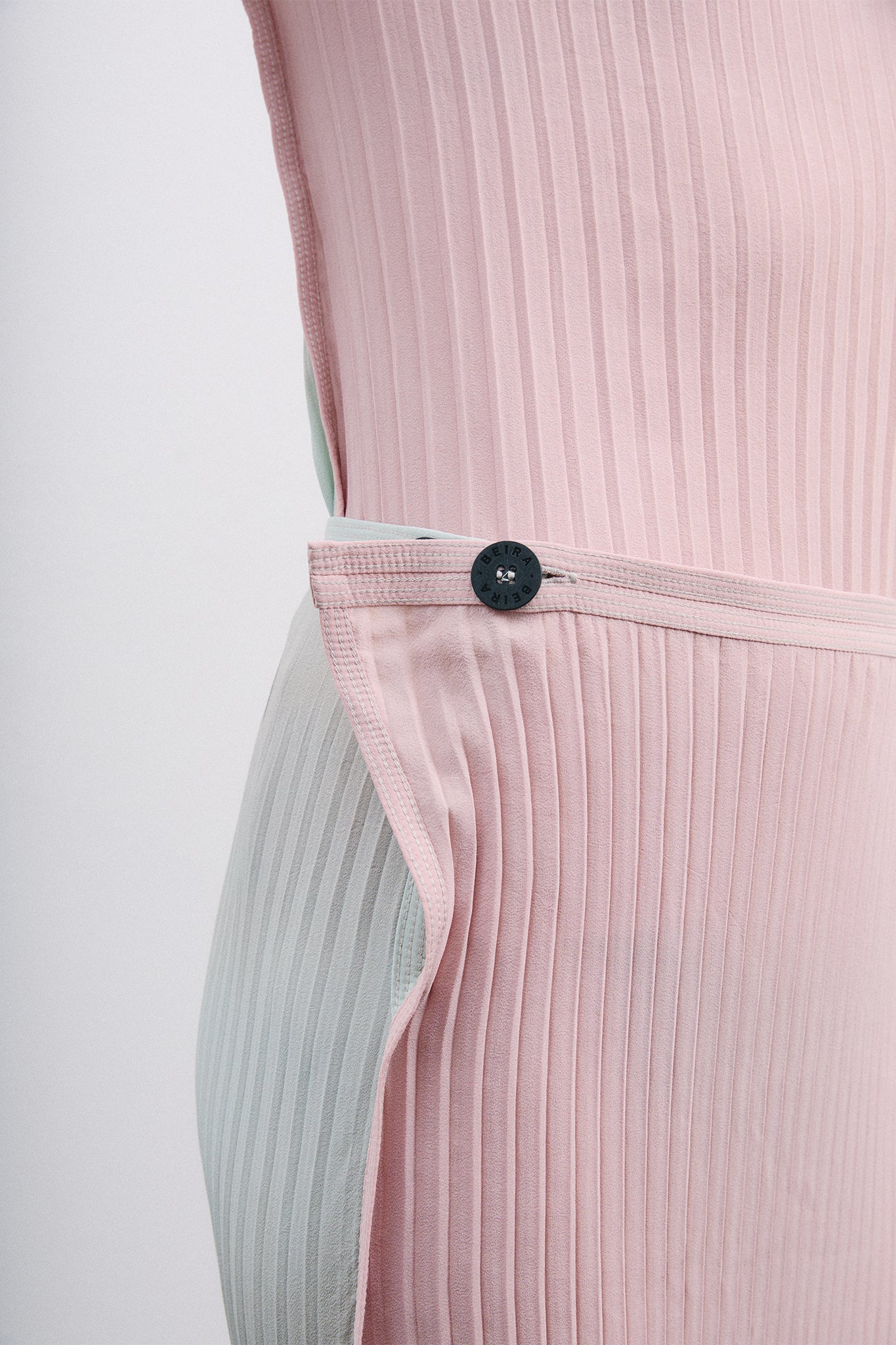 Pleated Silk Long Pencil Skirt - Pink&Blue