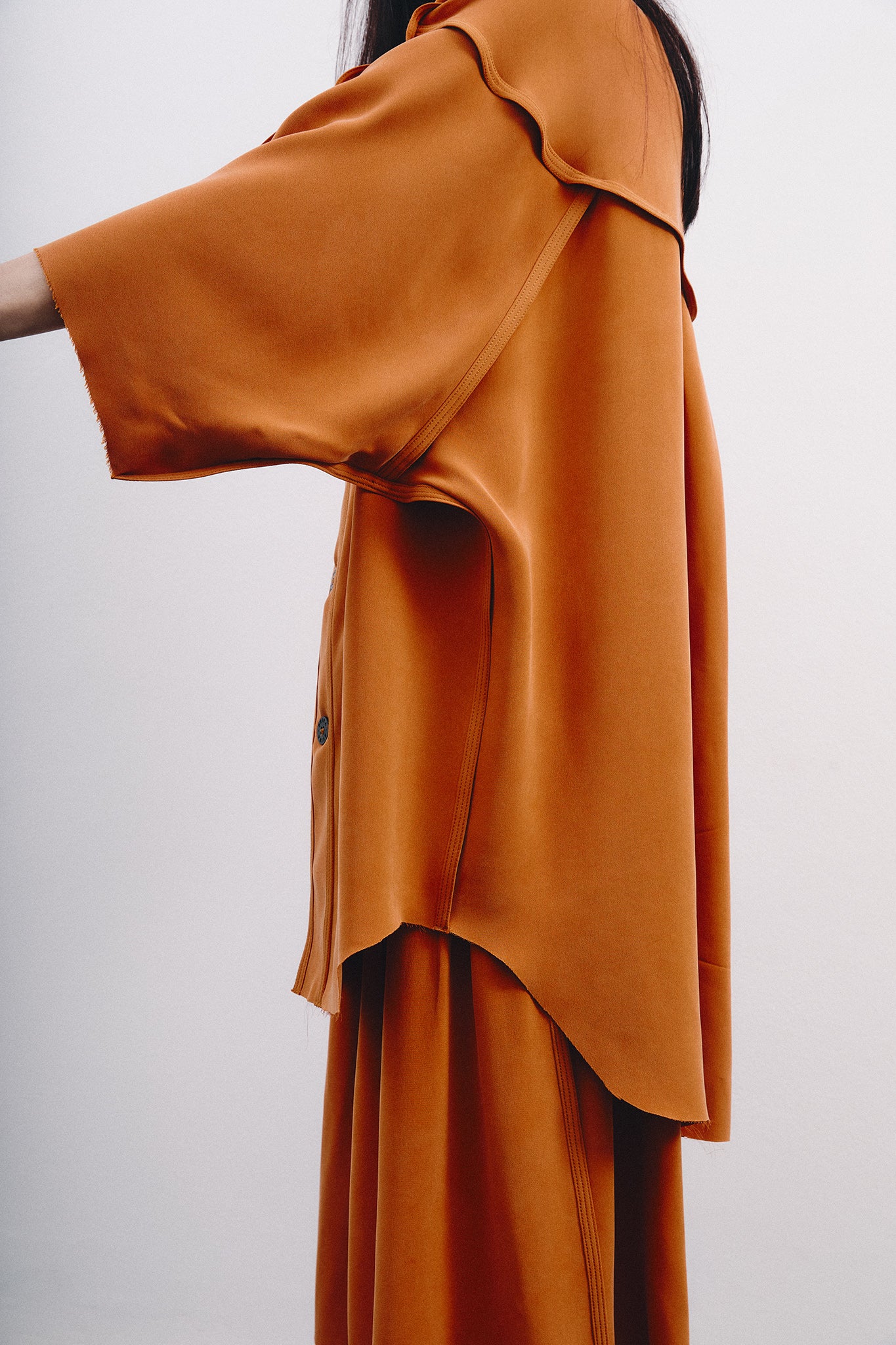 Silk Oversize-Fit Shirt - Orange