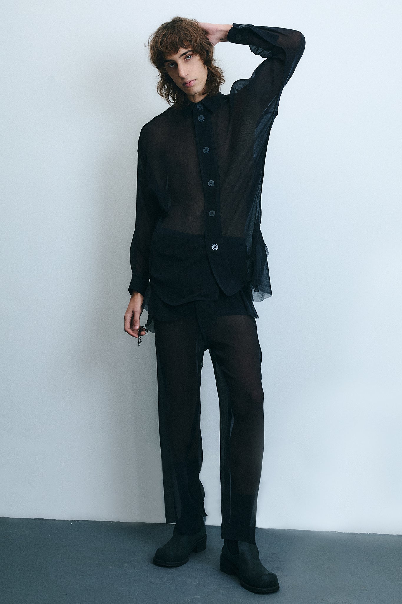 Chiffon Silk Pirate Shirt - Black