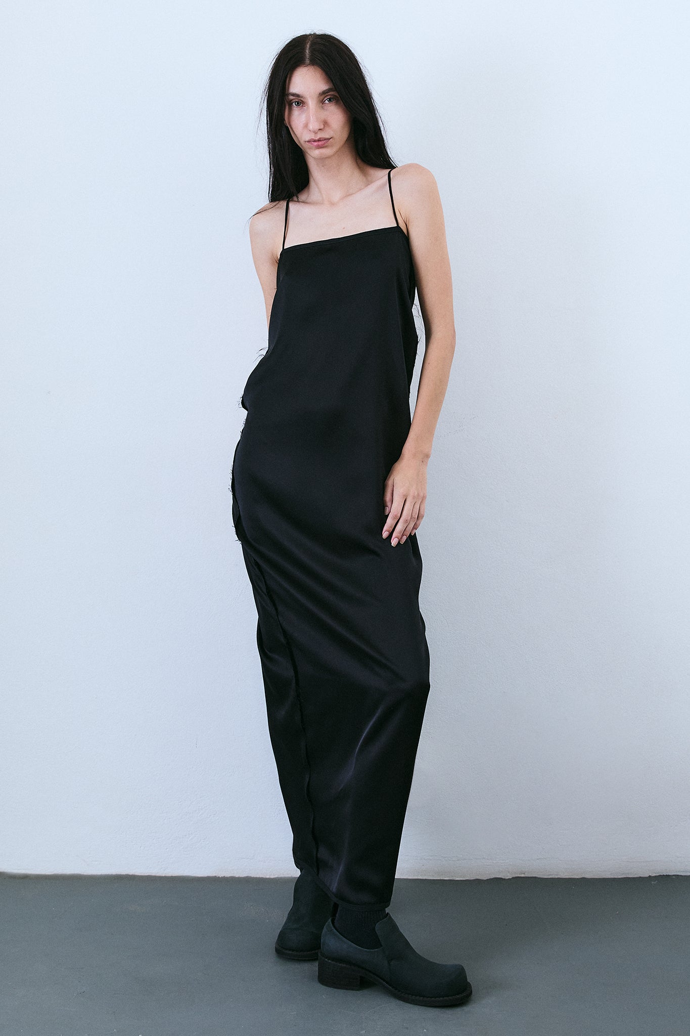 Silk Wrapped Tie Barbara Dress - Black
