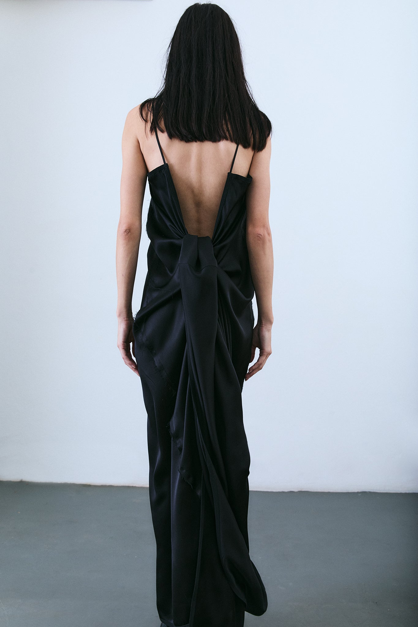 Silk Wrapped Tie Barbara Dress - Black