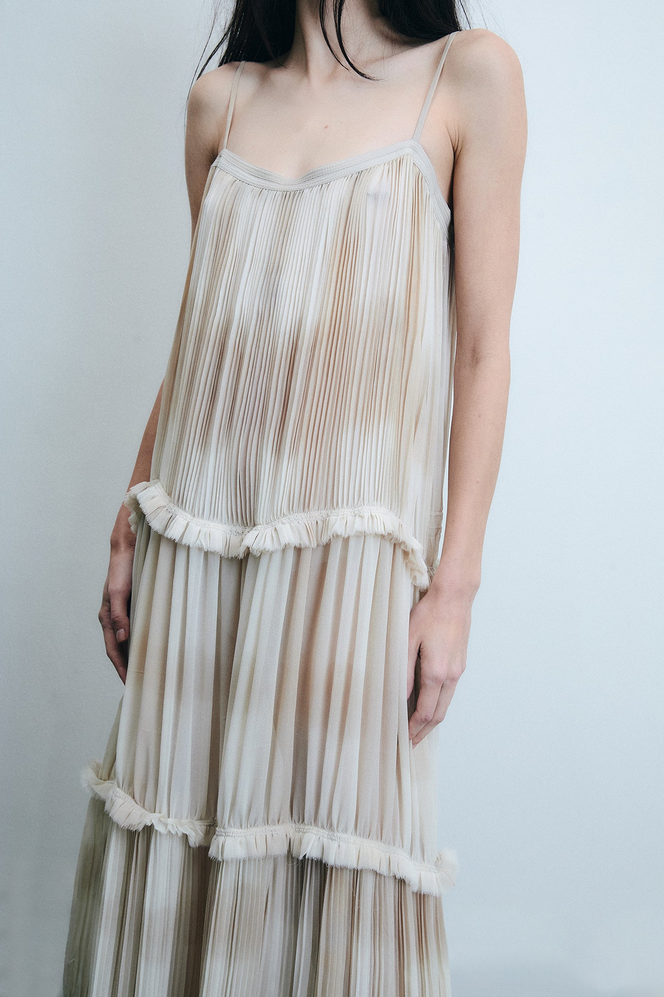 Silk Tiered Dress - Hand-dyed White