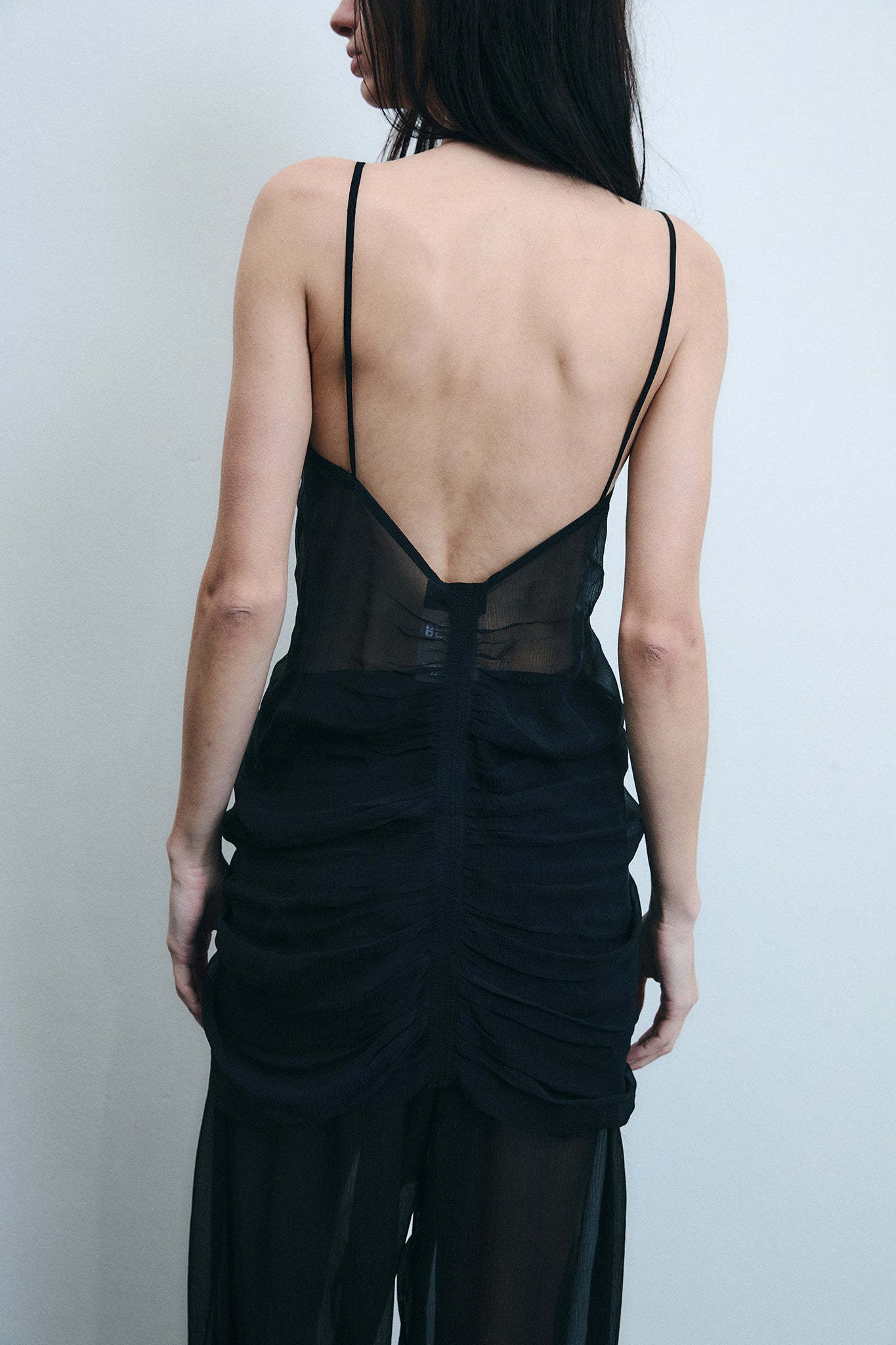 Draped Silk Mermaid Blouse - Black