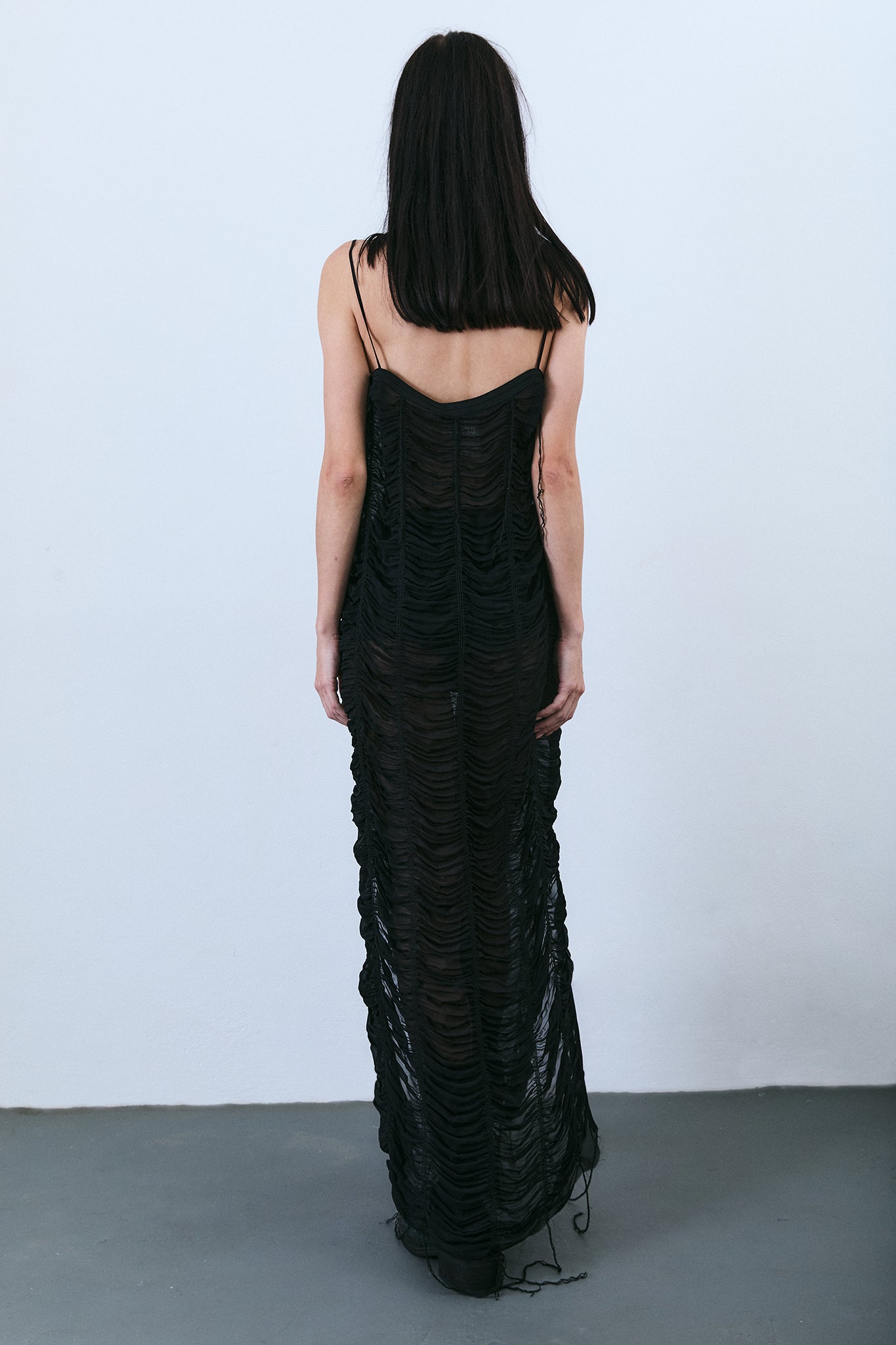 Draped Silk Tube Dress - Black
