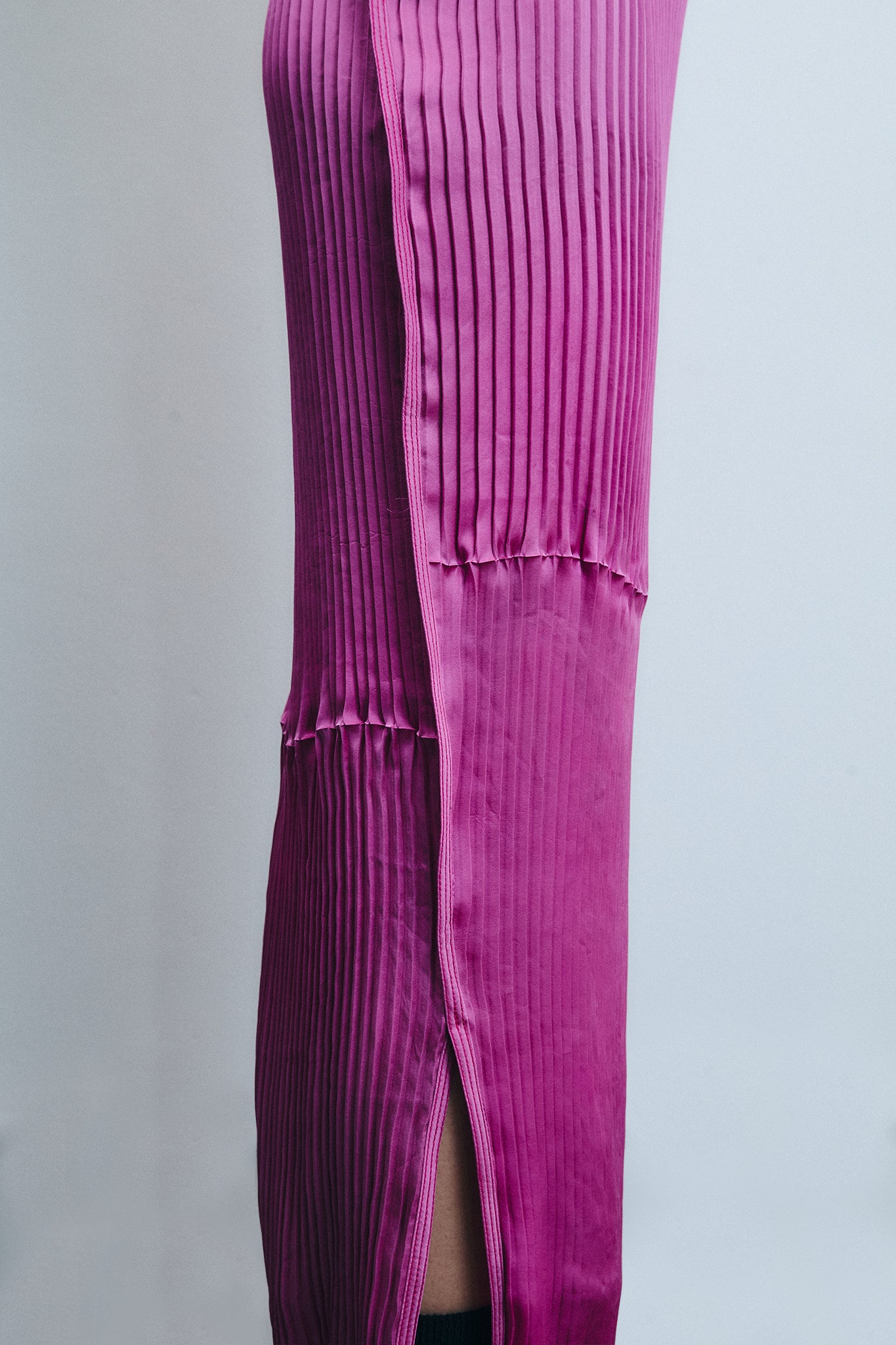 Accordion Pleated Silk Dress - Pink