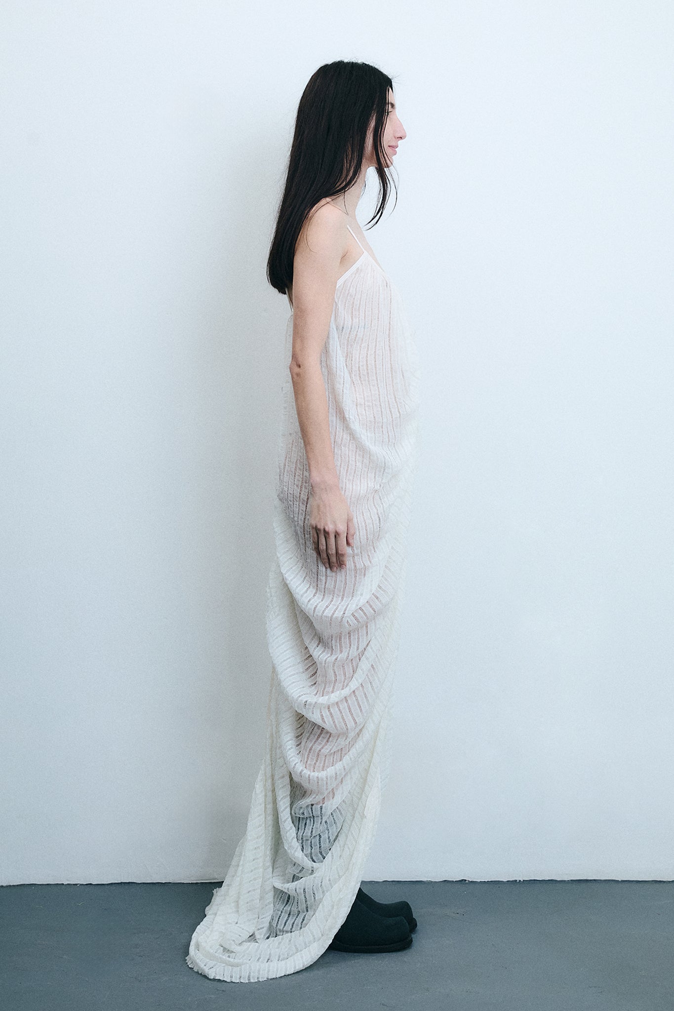 Draped Silk Mermaid Dress - White