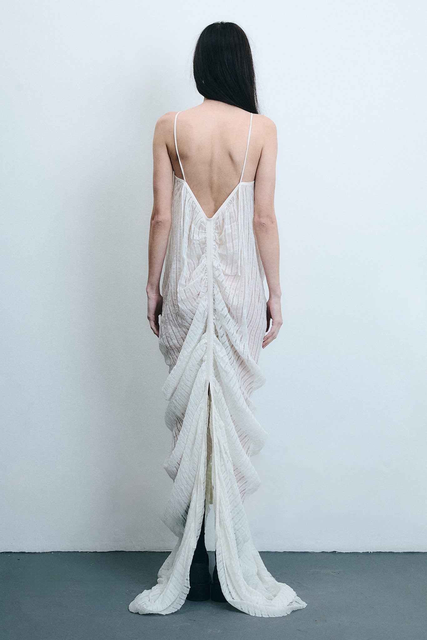 Draped Silk Mermaid Dress - White