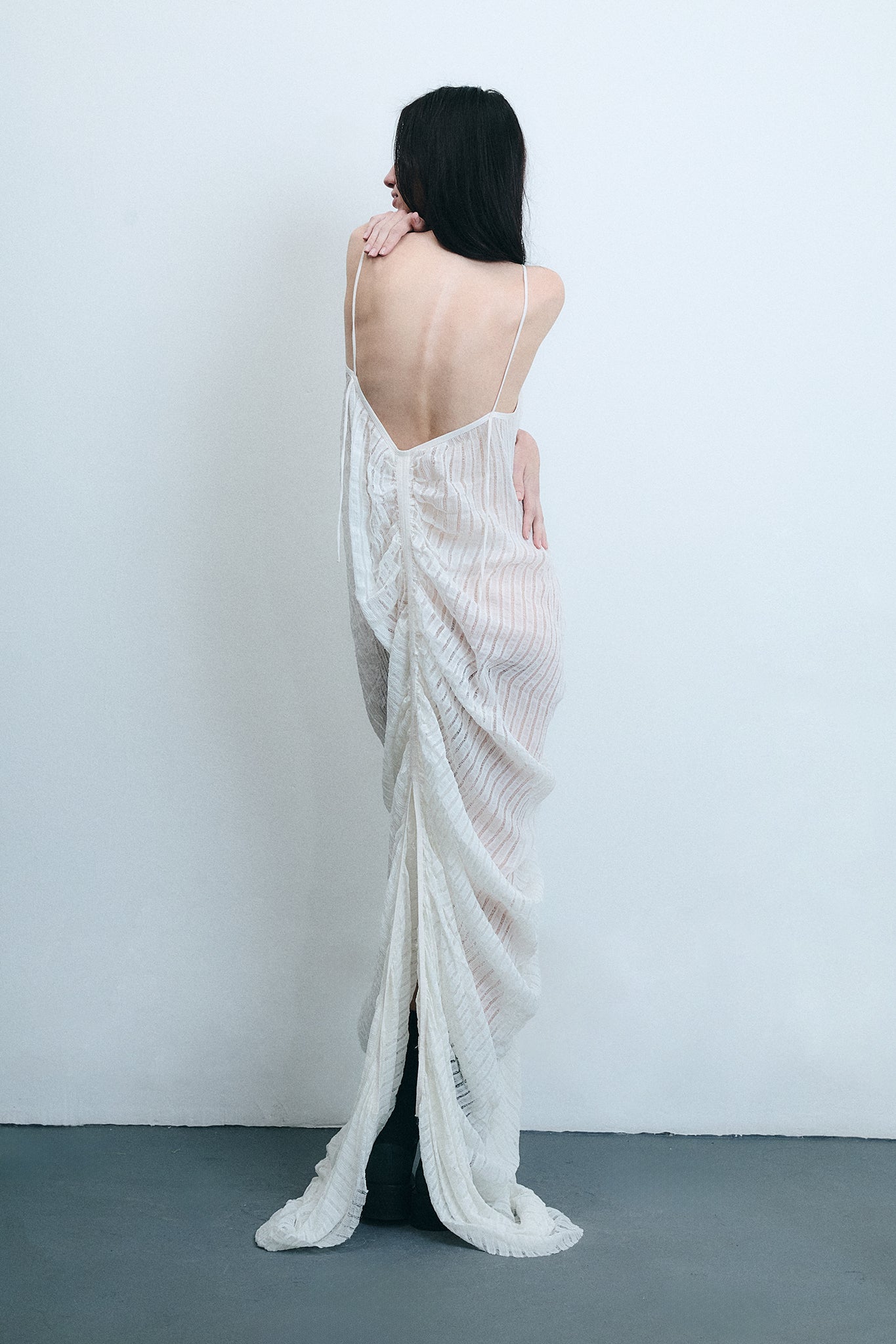 Draped Silk Mermaid Dress - White