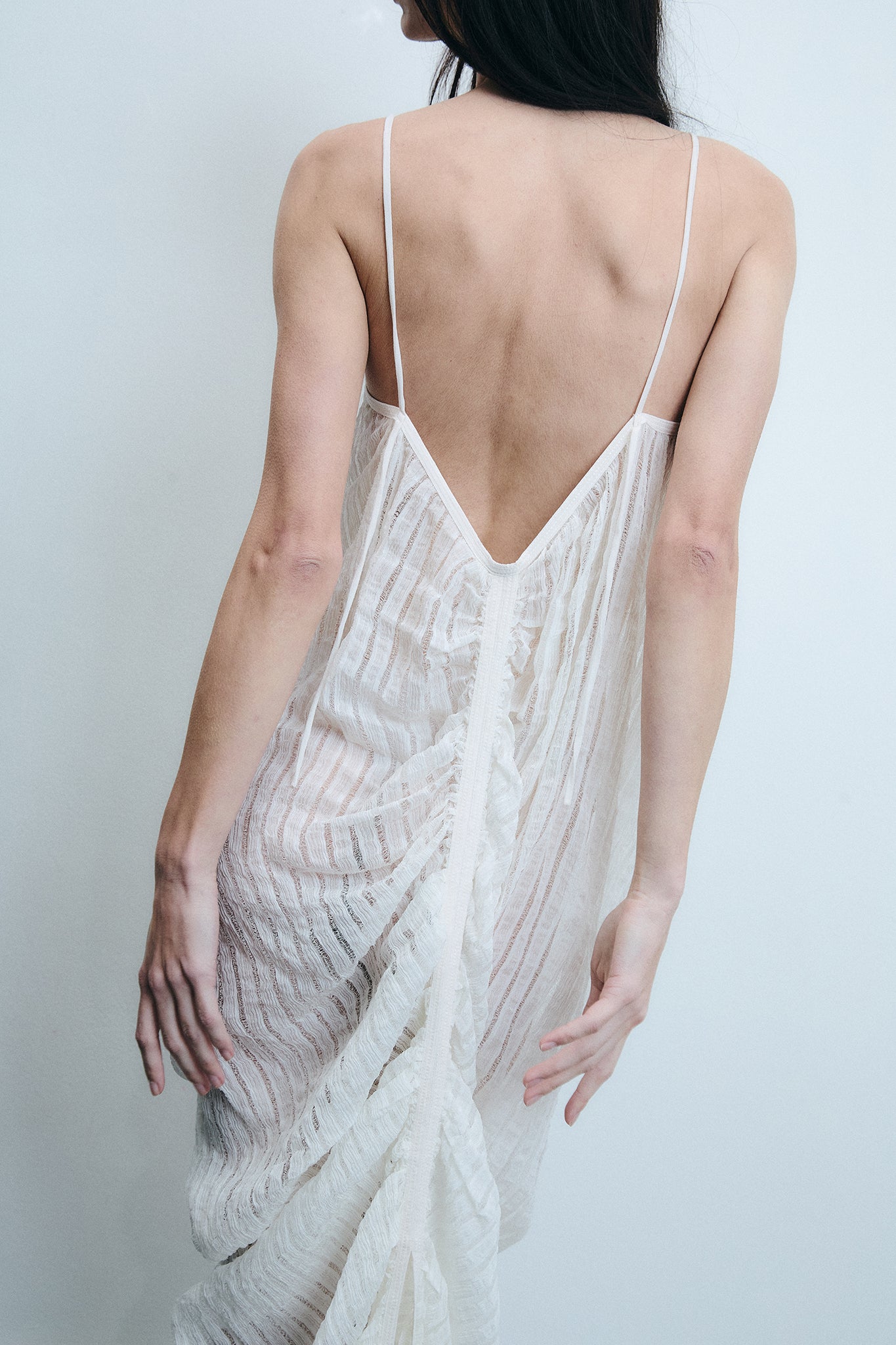 Draped Silk Mermaid Dress - White