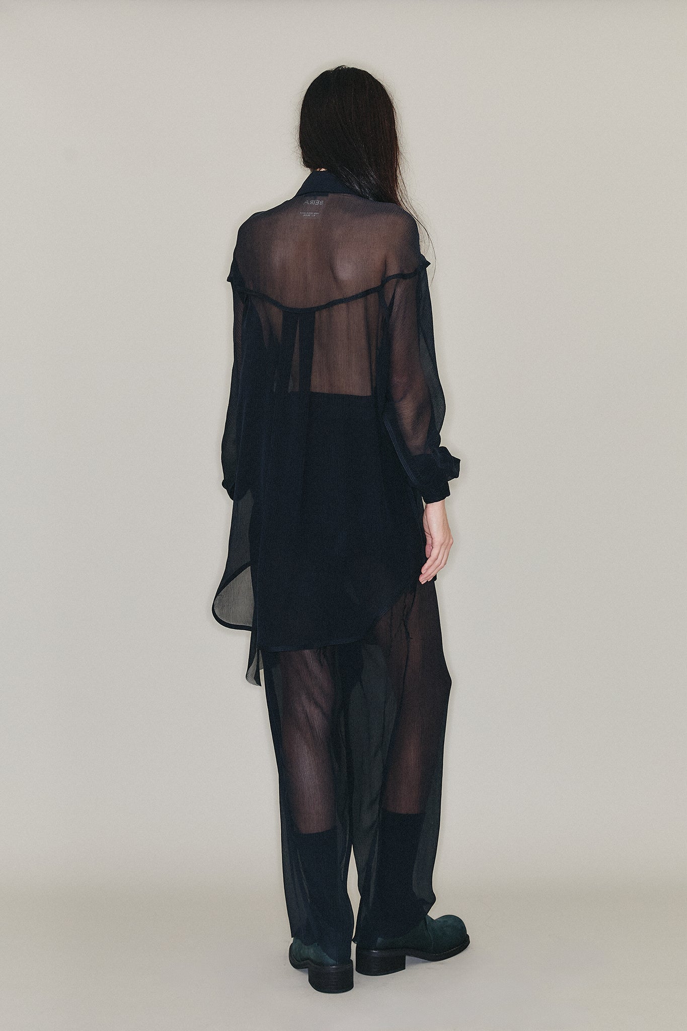 Chiffon Silk Pirate Shirt - Black